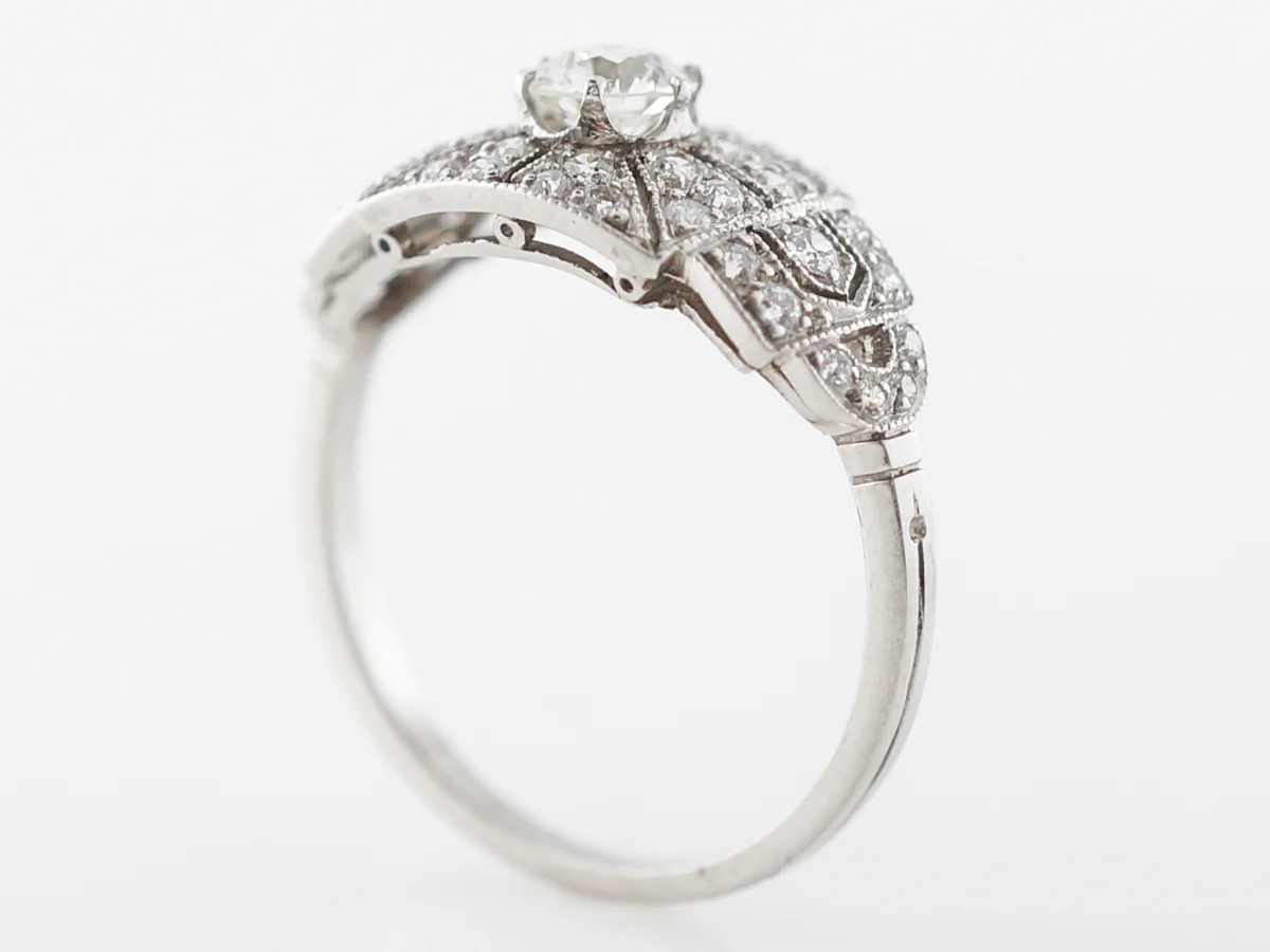Antique Art Deco Diamond Engagement Ring in Platinum - Image 5