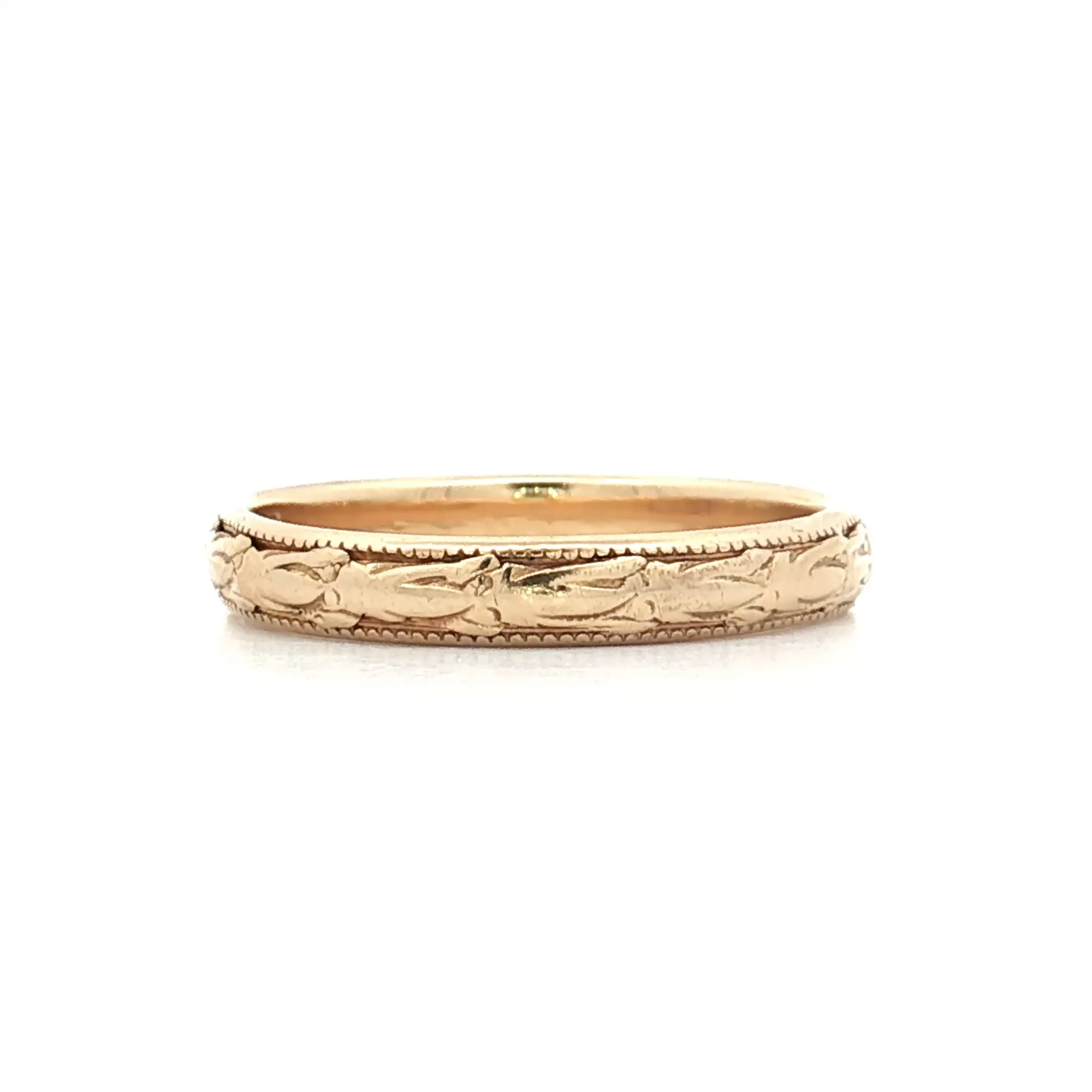 Antique Art Deco Engraved Wedding Band 18k