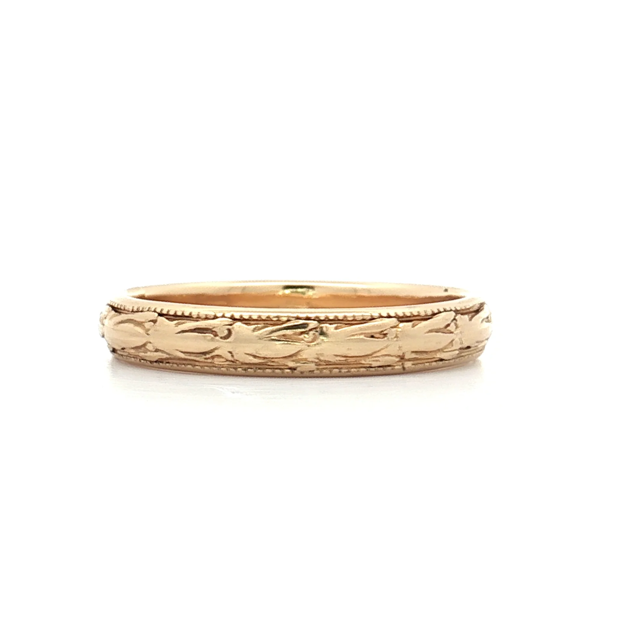Antique Art Deco Engraved Wedding Band 18k - Image 2