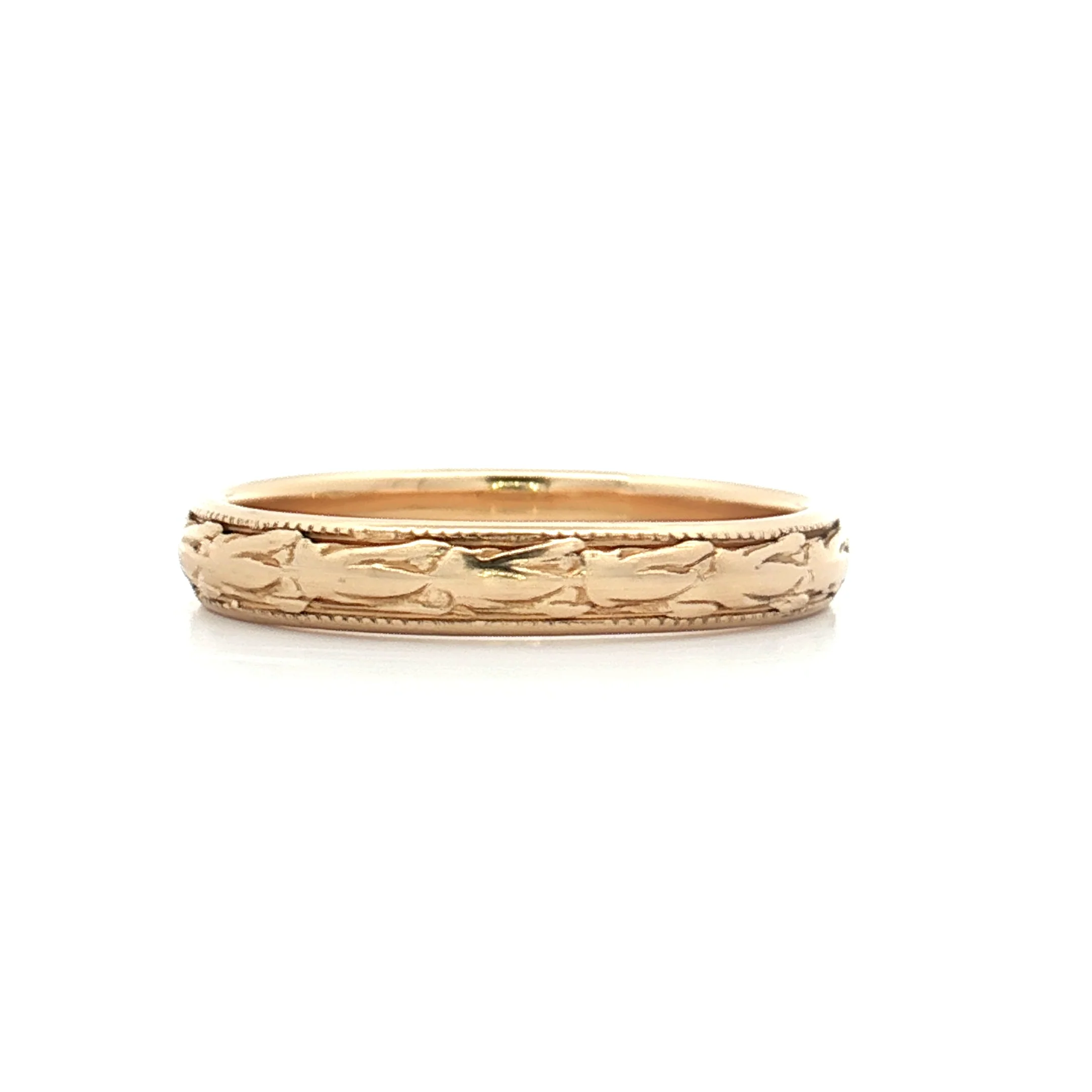 Antique Art Deco Engraved Wedding Band 18k - Image 3
