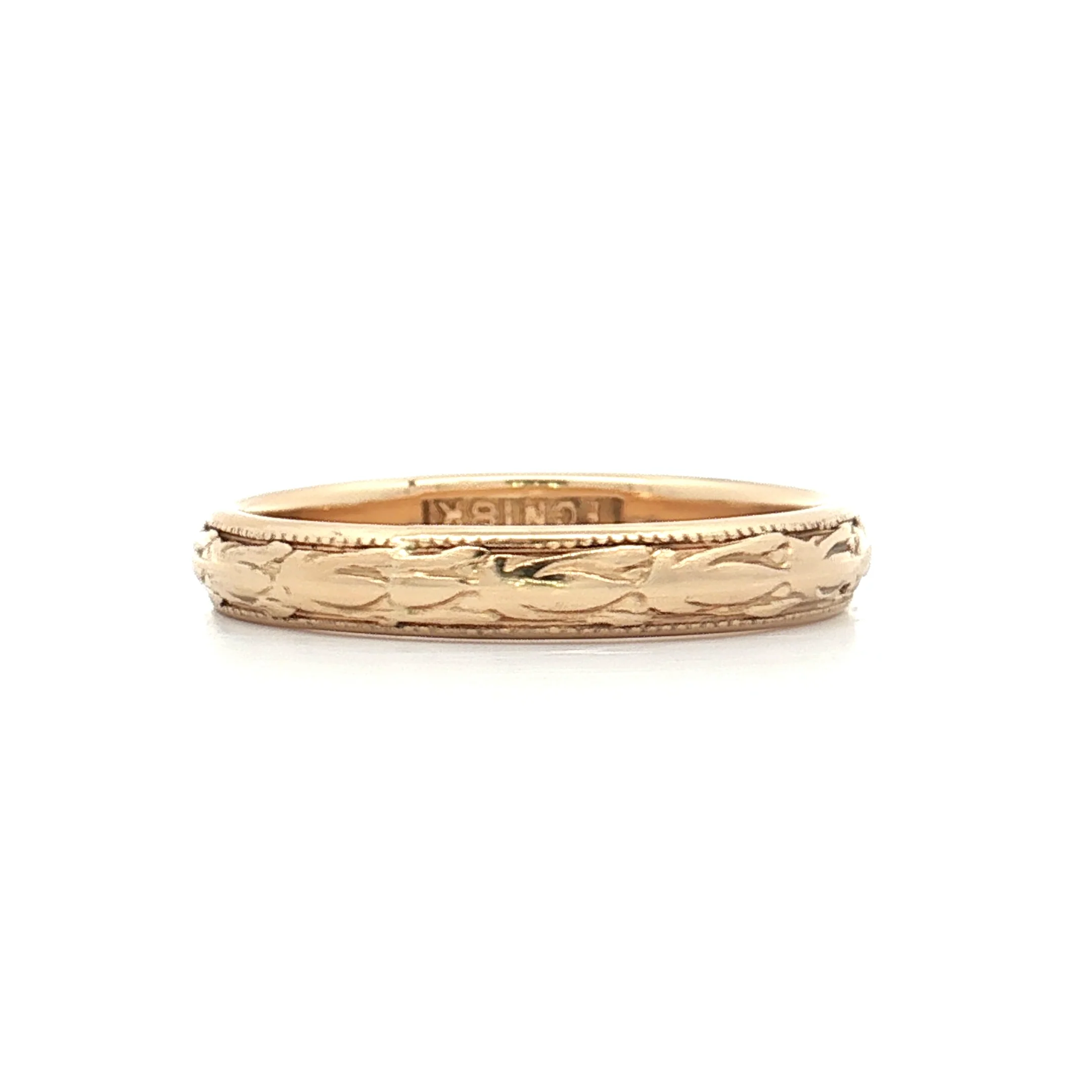 Antique Art Deco Engraved Wedding Band 18k - Image 4