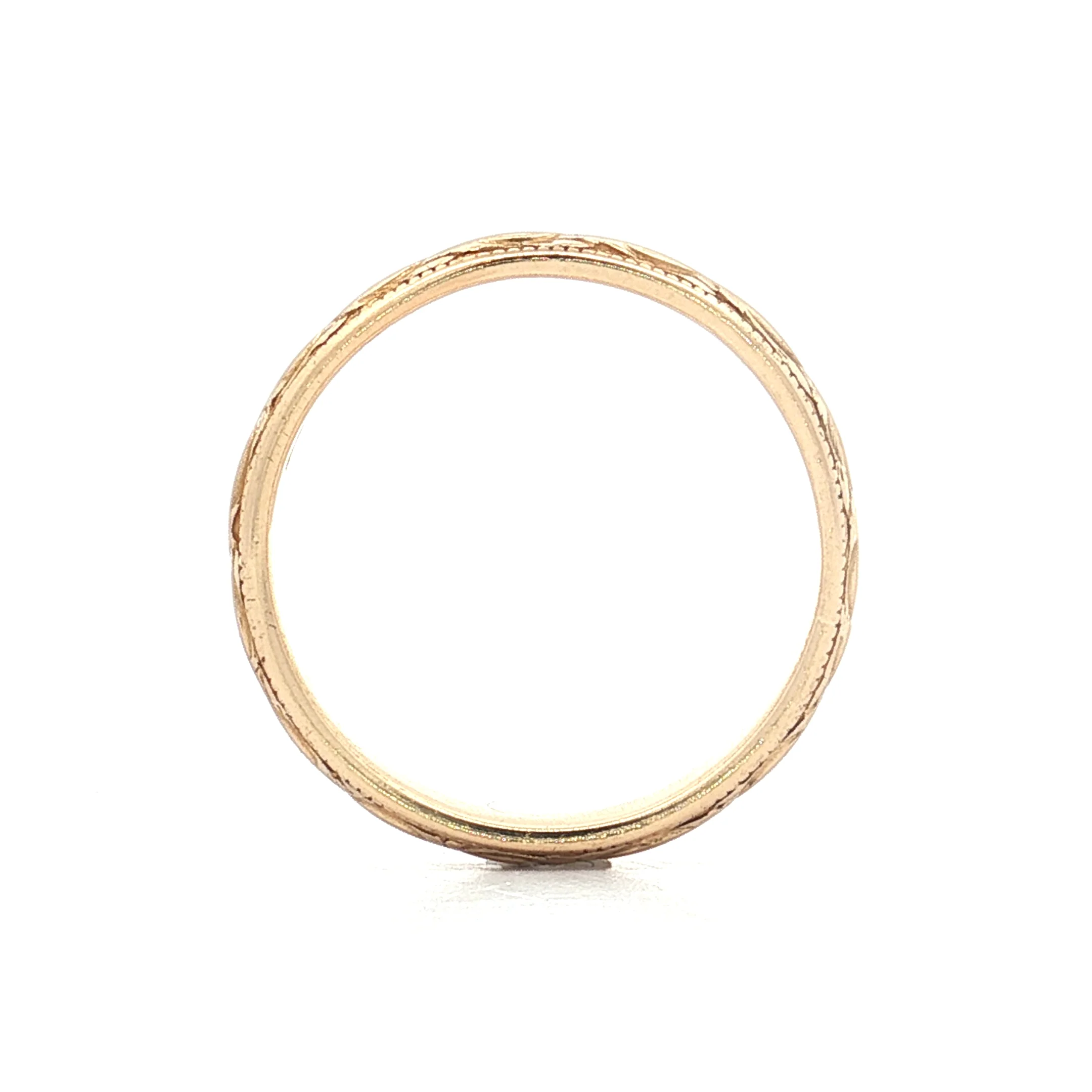 Antique Art Deco Engraved Wedding Band 18k - Image 5
