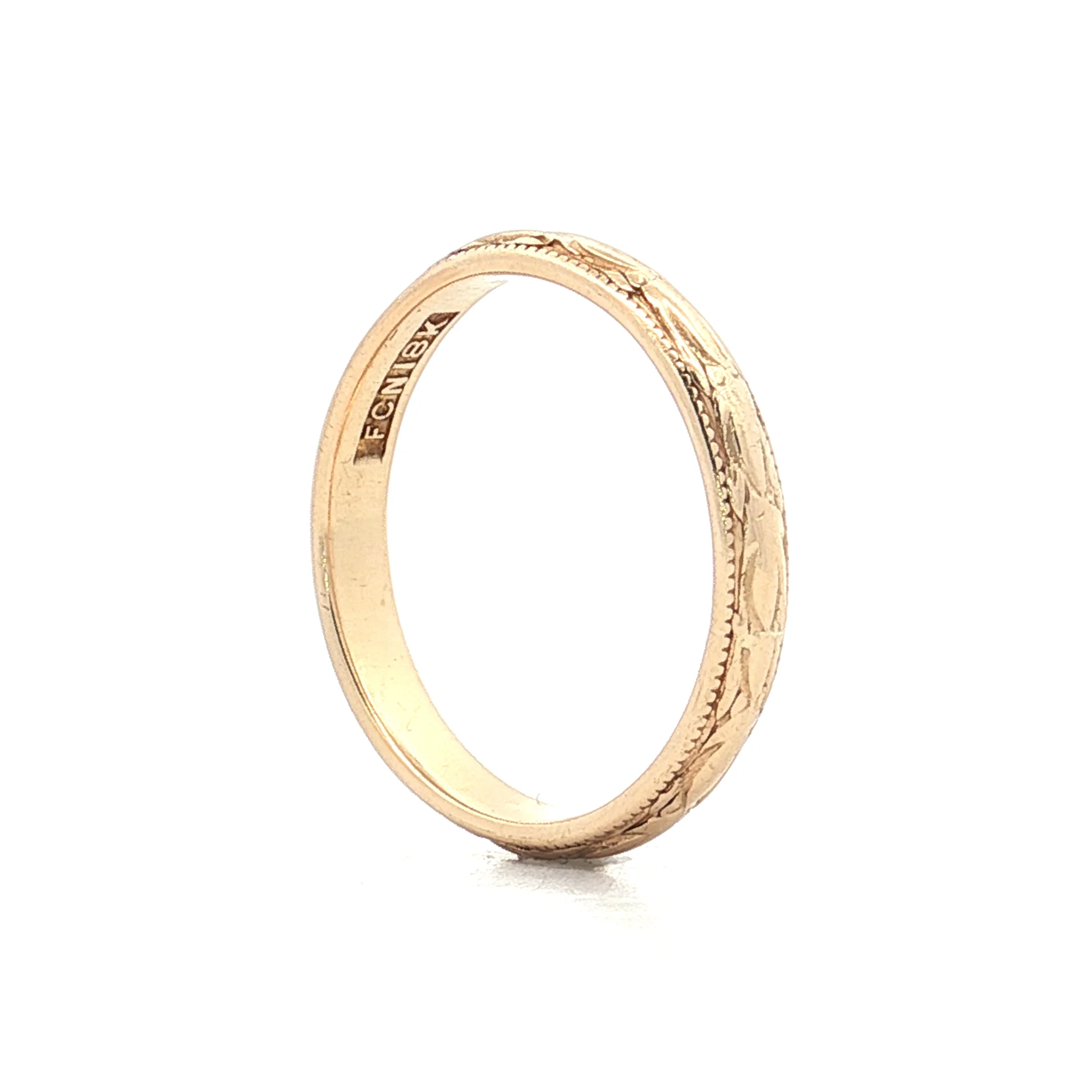 Antique Art Deco Engraved Wedding Band 18k - Image 6