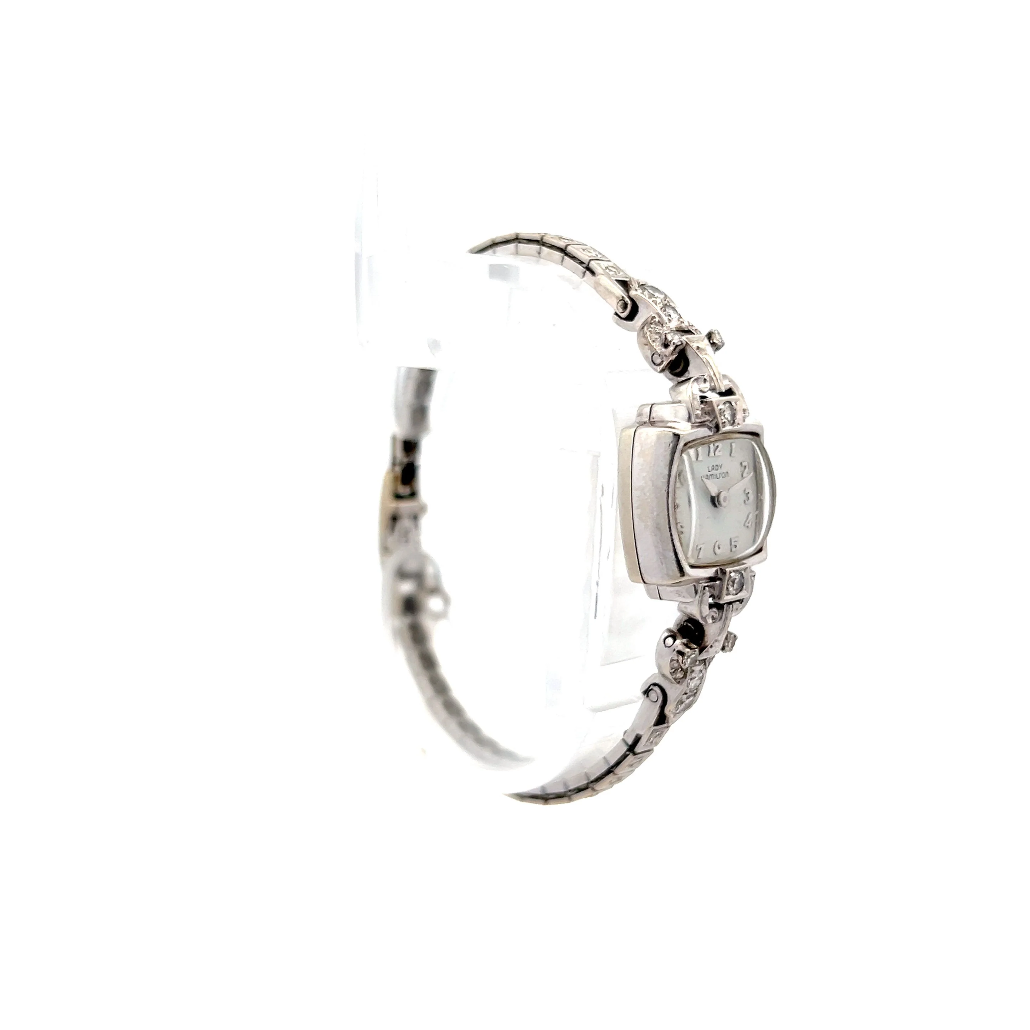 Antique Art Deco Hamilton Ladies Watch in 14k White Gold - Image 3