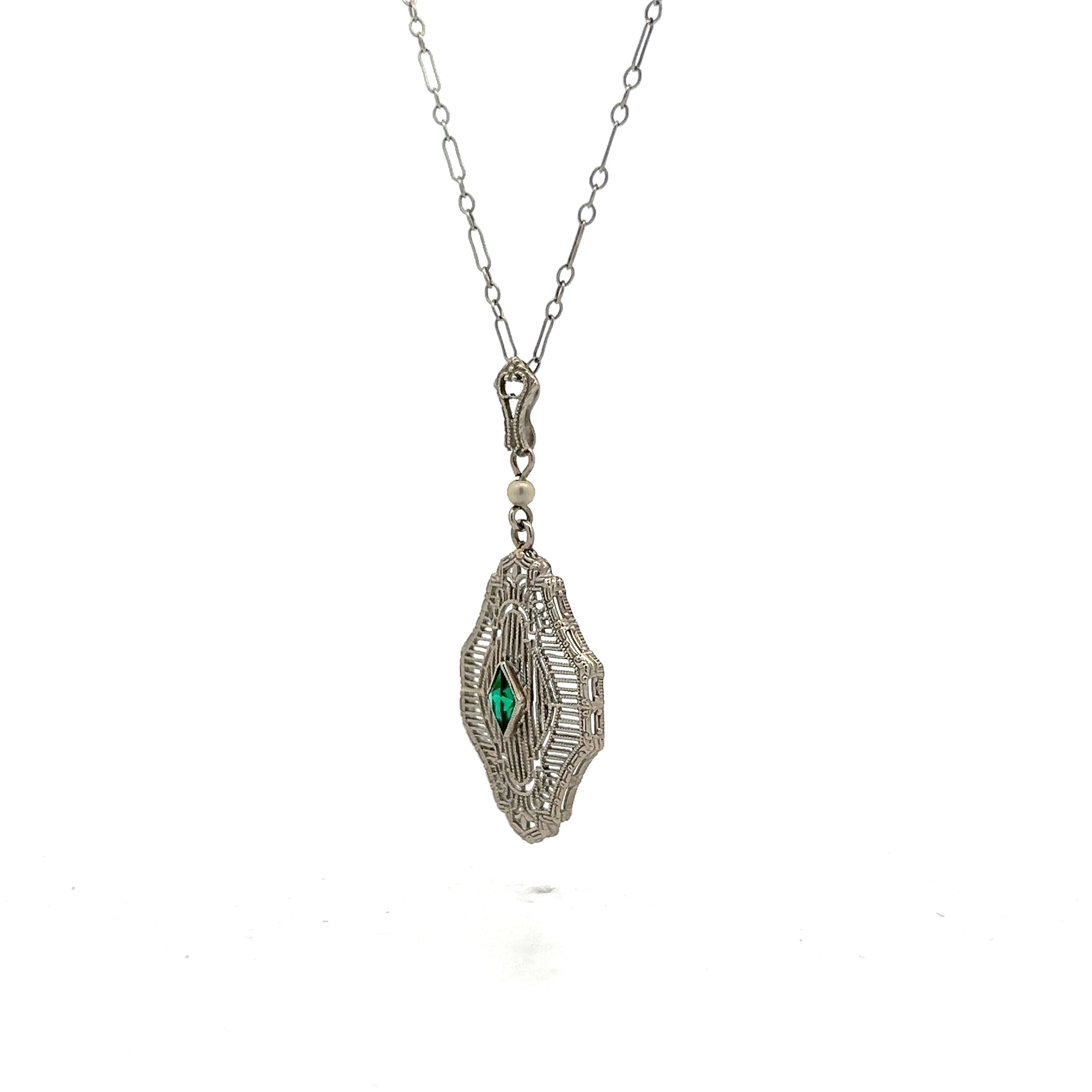 Antique Art Deco Lavalier Pendant Necklace in 10k - Image 2