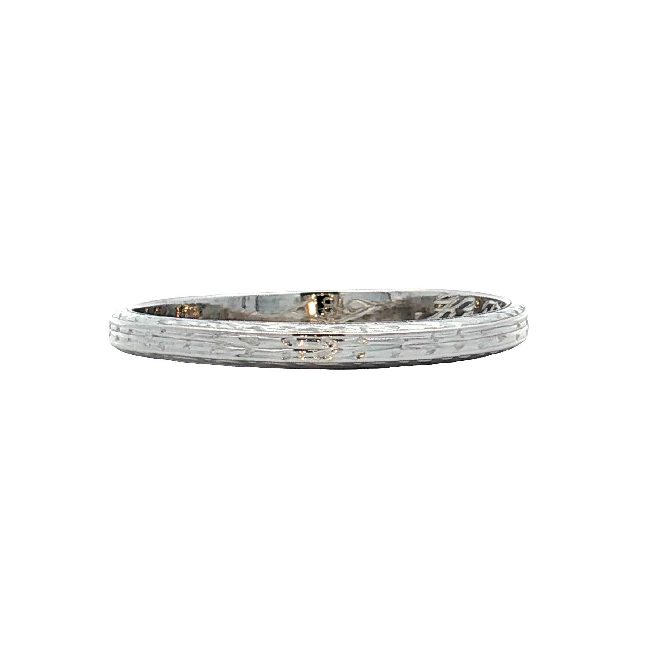 Antique Art Deco Mens Wedding Band 18k White Gold - Image 3