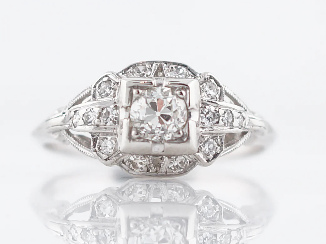 Antique Art Deco Old European Diamond Engagement Ring