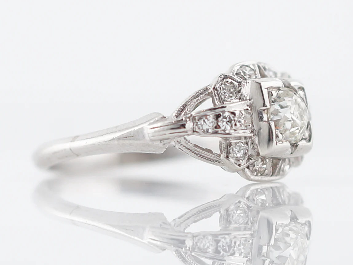 Antique Art Deco Old European Diamond Engagement Ring - Image 3