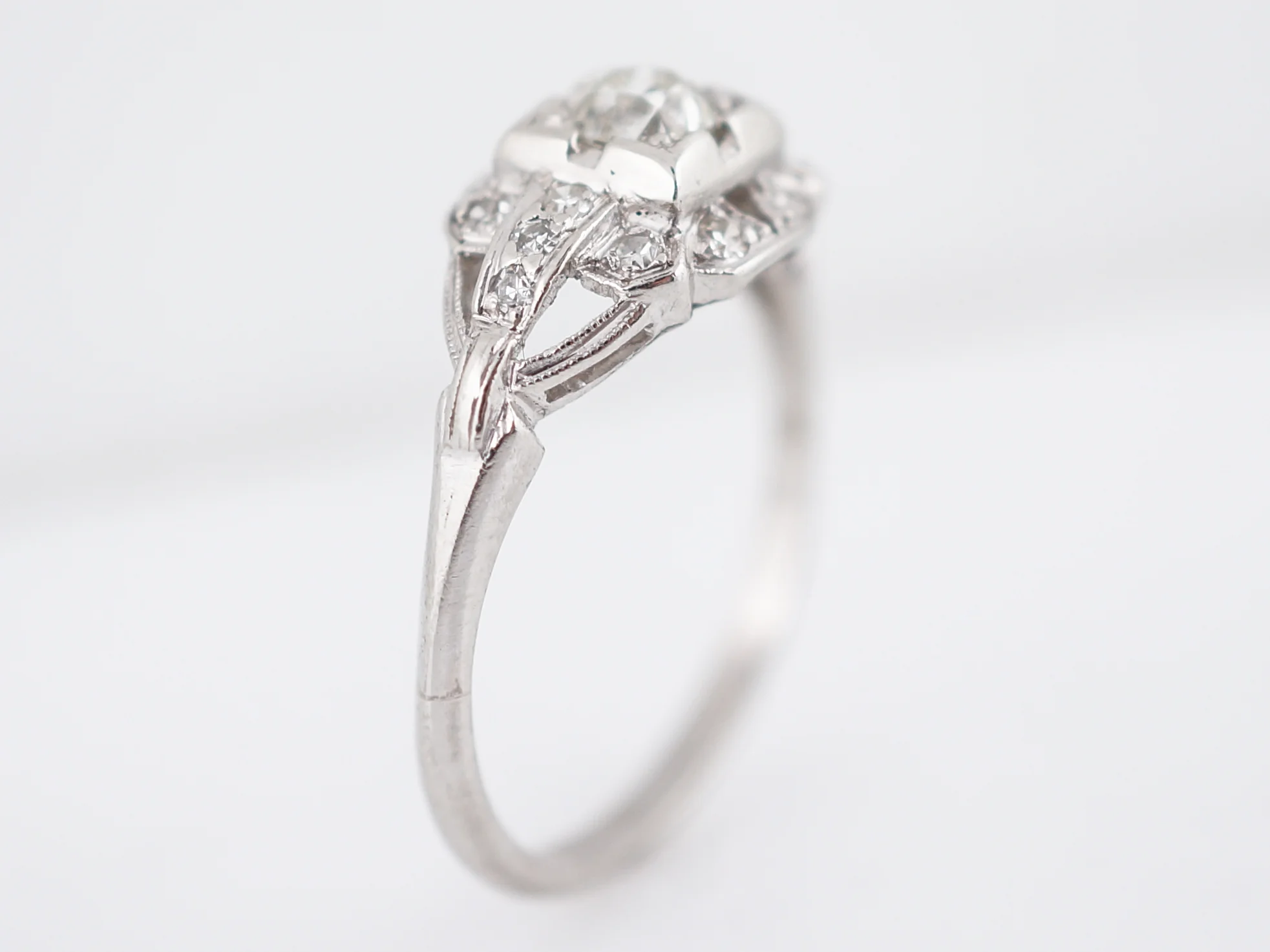 Antique Art Deco Old European Diamond Engagement Ring - Image 5