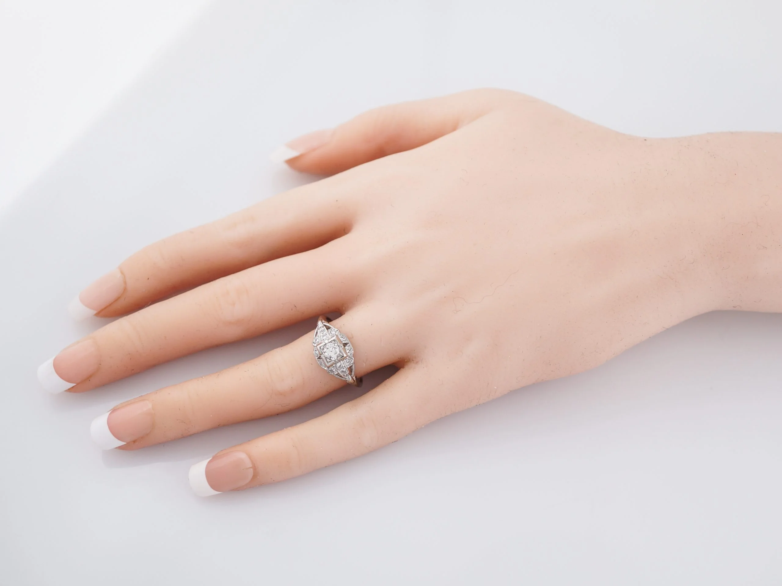Antique Art Deco Old European Diamond Engagement Ring - Image 7