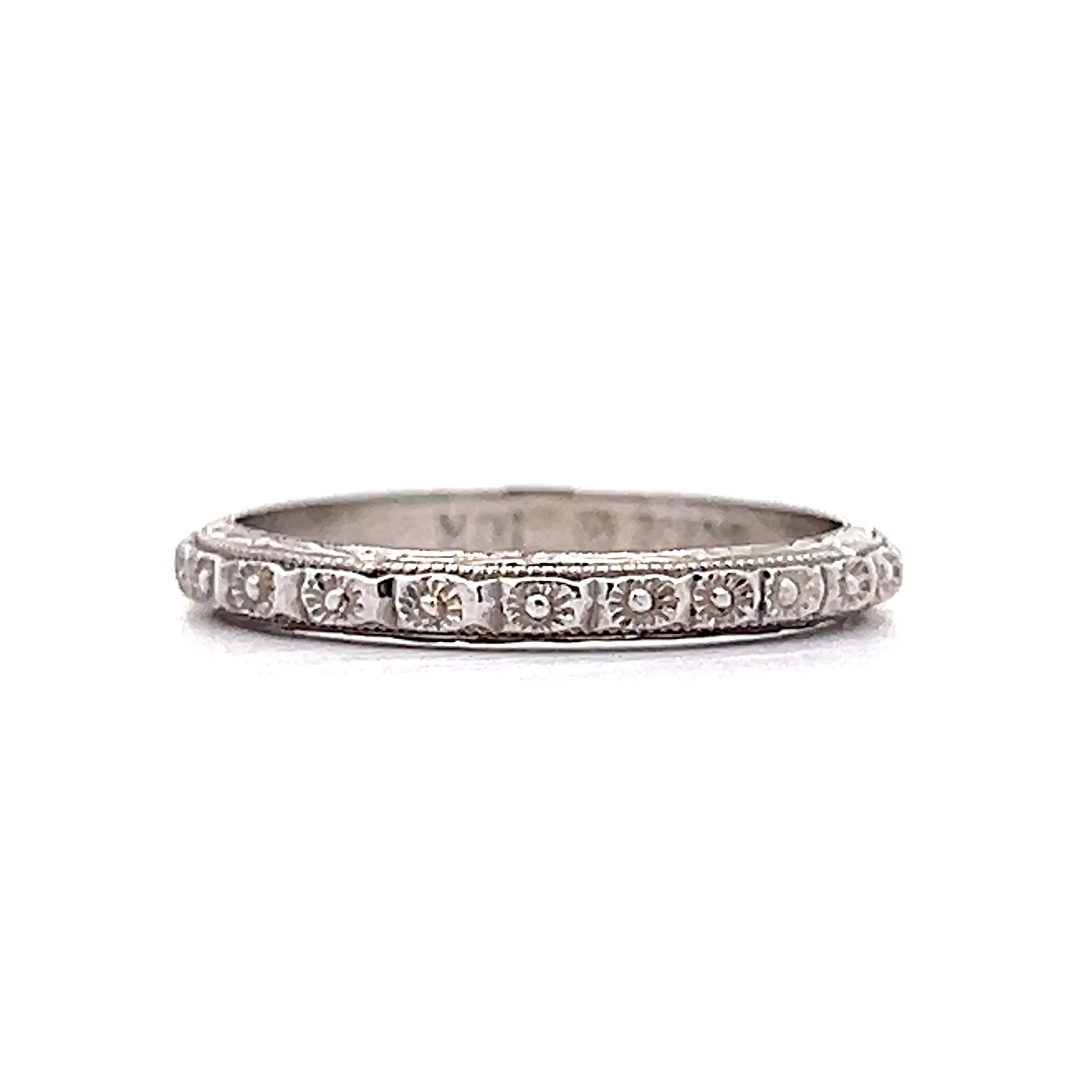 Antique Art Deco Orange Blossom Band in 18k White Gold