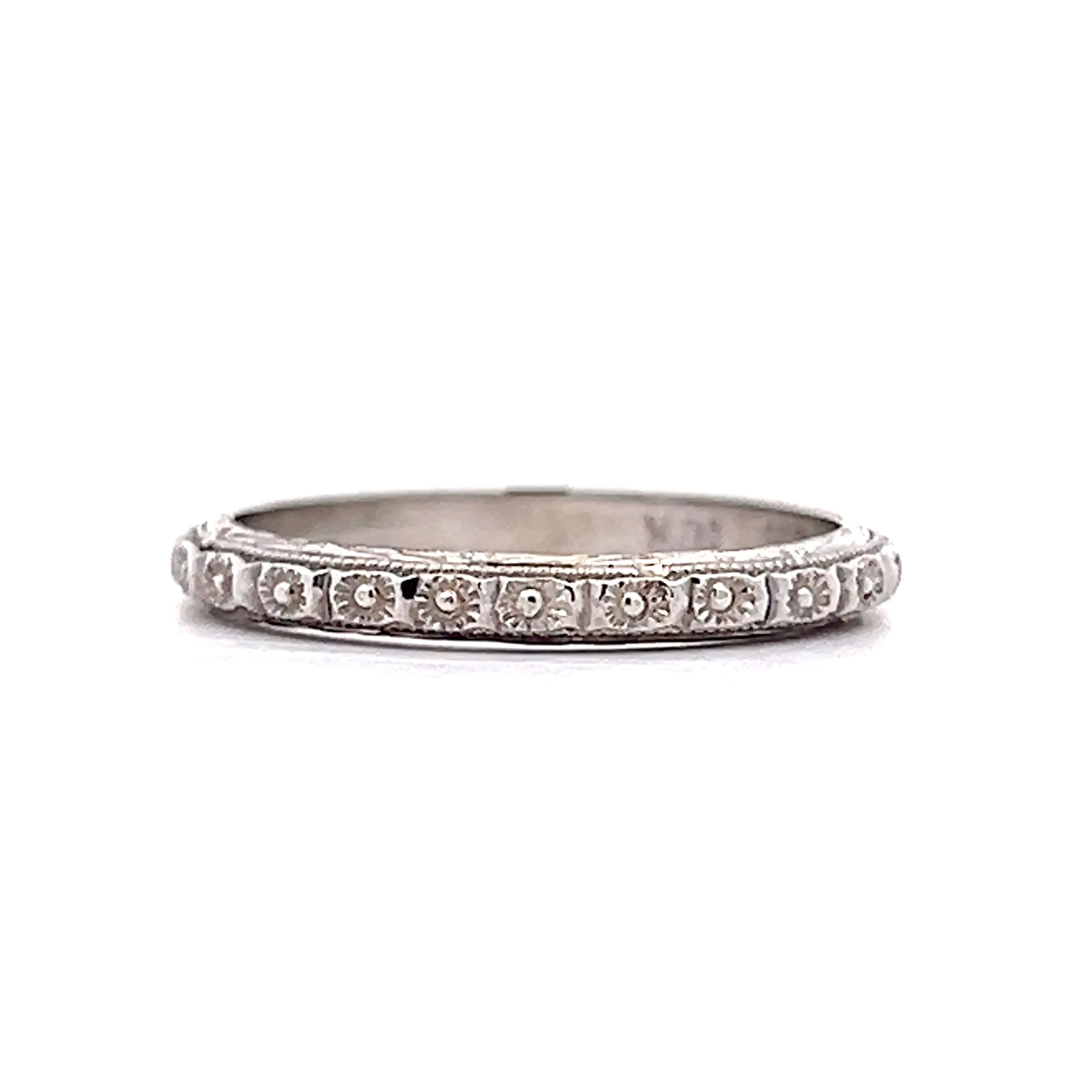 Antique Art Deco Orange Blossom Band in 18k White Gold - Image 2
