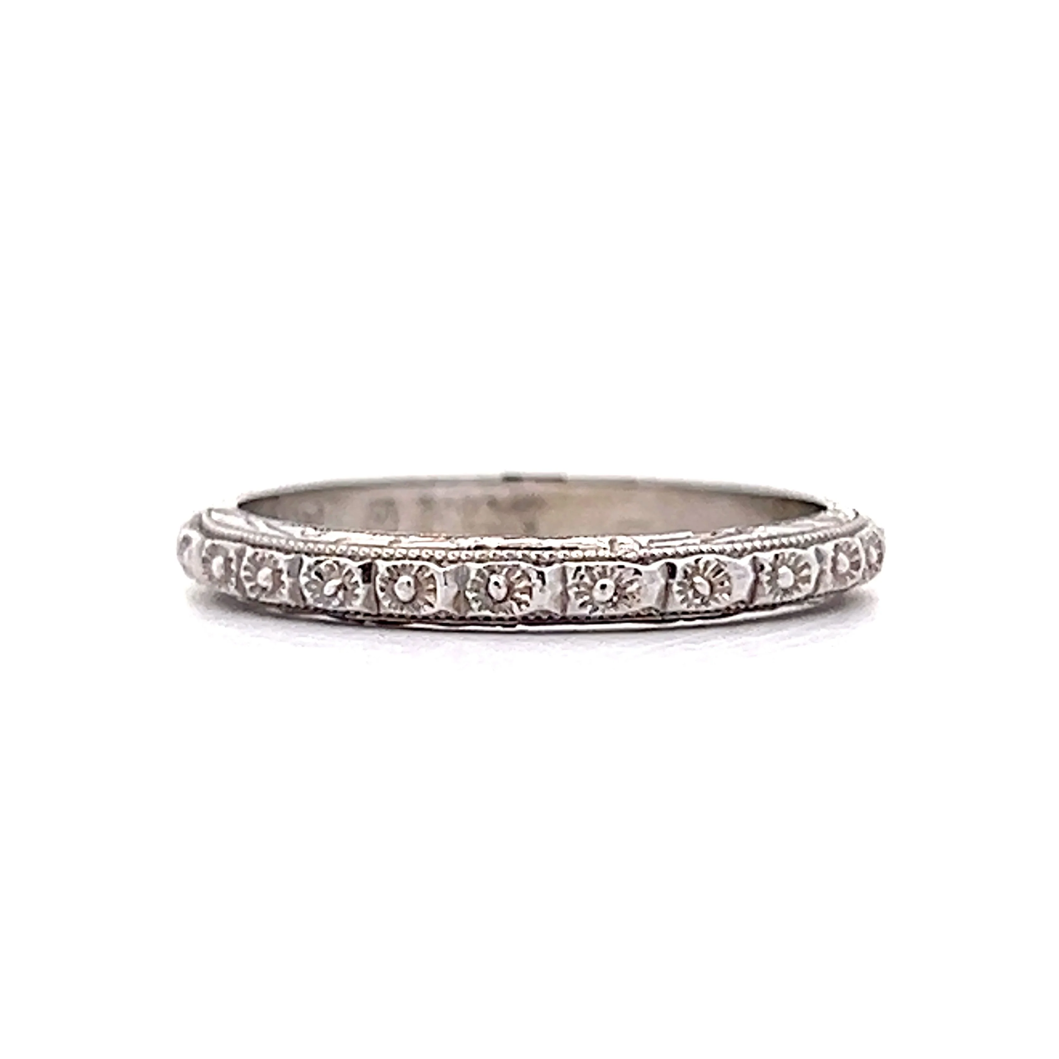 Antique Art Deco Orange Blossom Band in 18k White Gold - Image 3