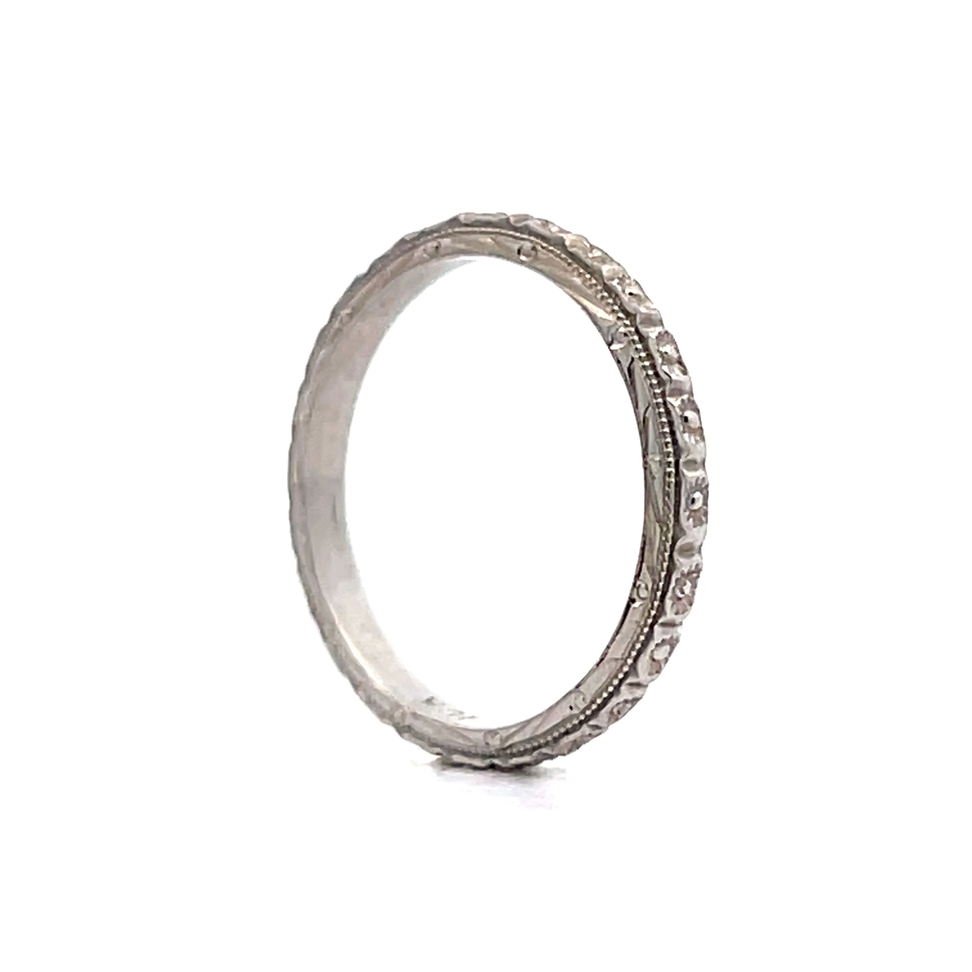Antique Art Deco Orange Blossom Band in 18k White Gold - Image 5