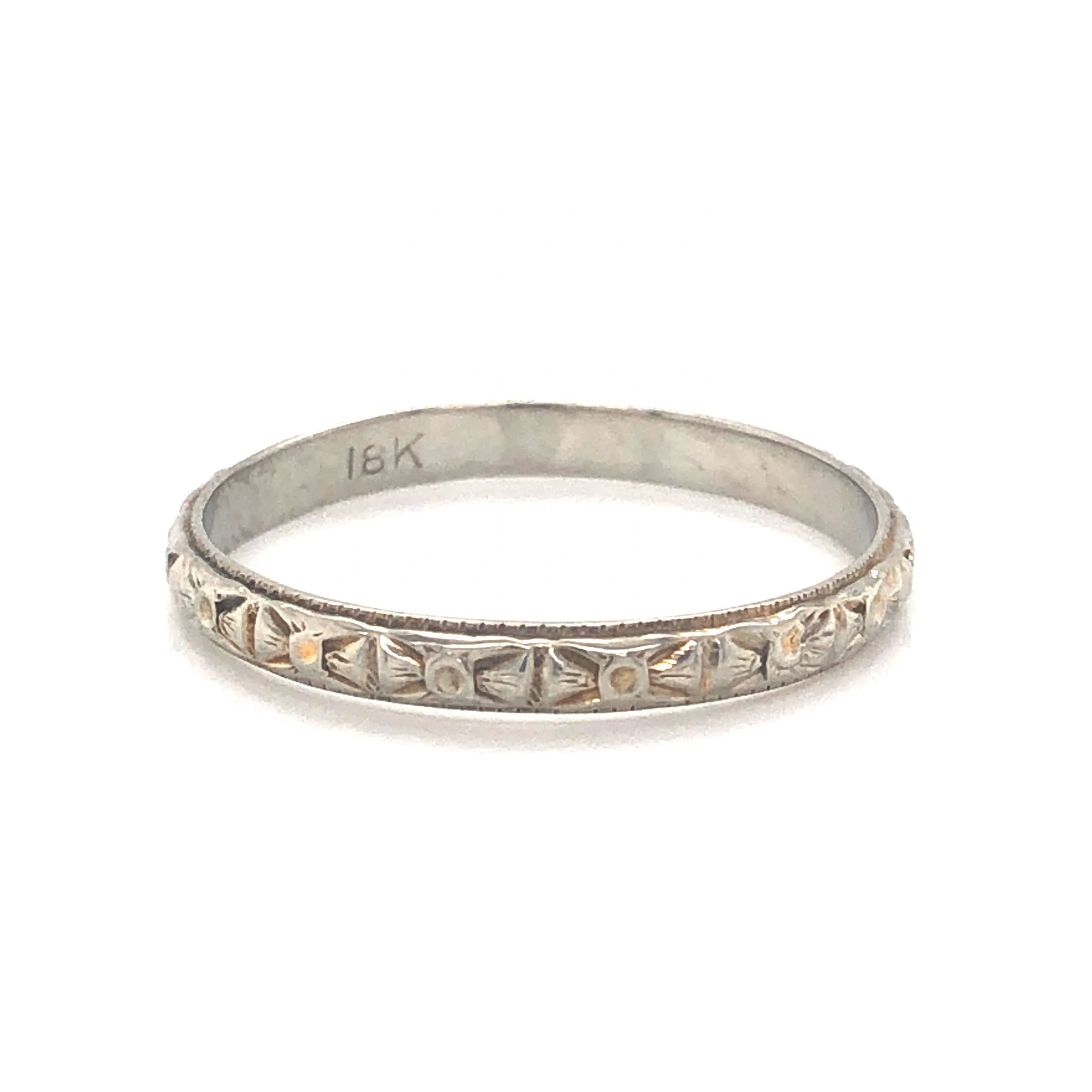 Antique Art Deco Orange Blossom Wedding Band in 18k White Gold - Image 3