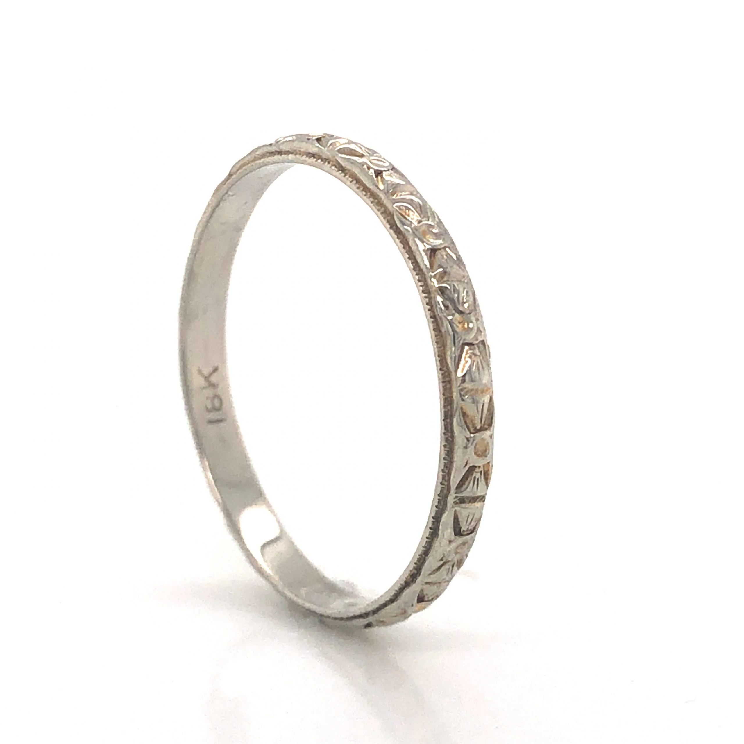 Antique Art Deco Orange Blossom Wedding Band in 18k White Gold - Image 4