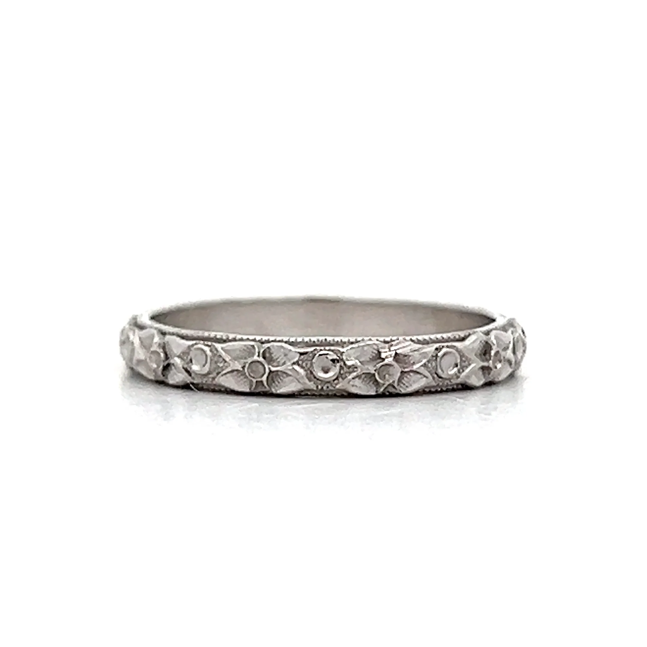 Antique Art Deco Orange Blossom Wedding Band Platinum