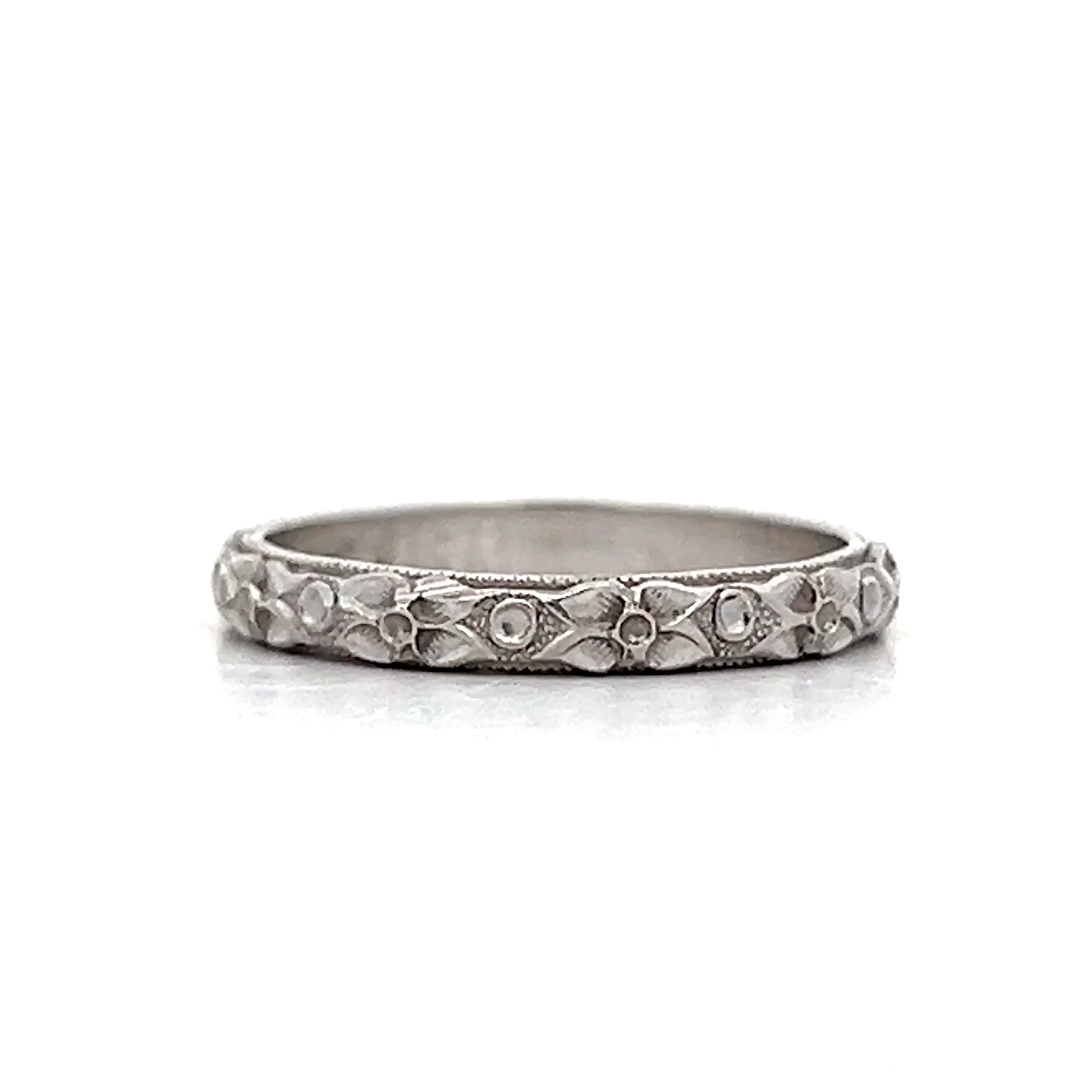 Antique Art Deco Orange Blossom Wedding Band Platinum - Image 2