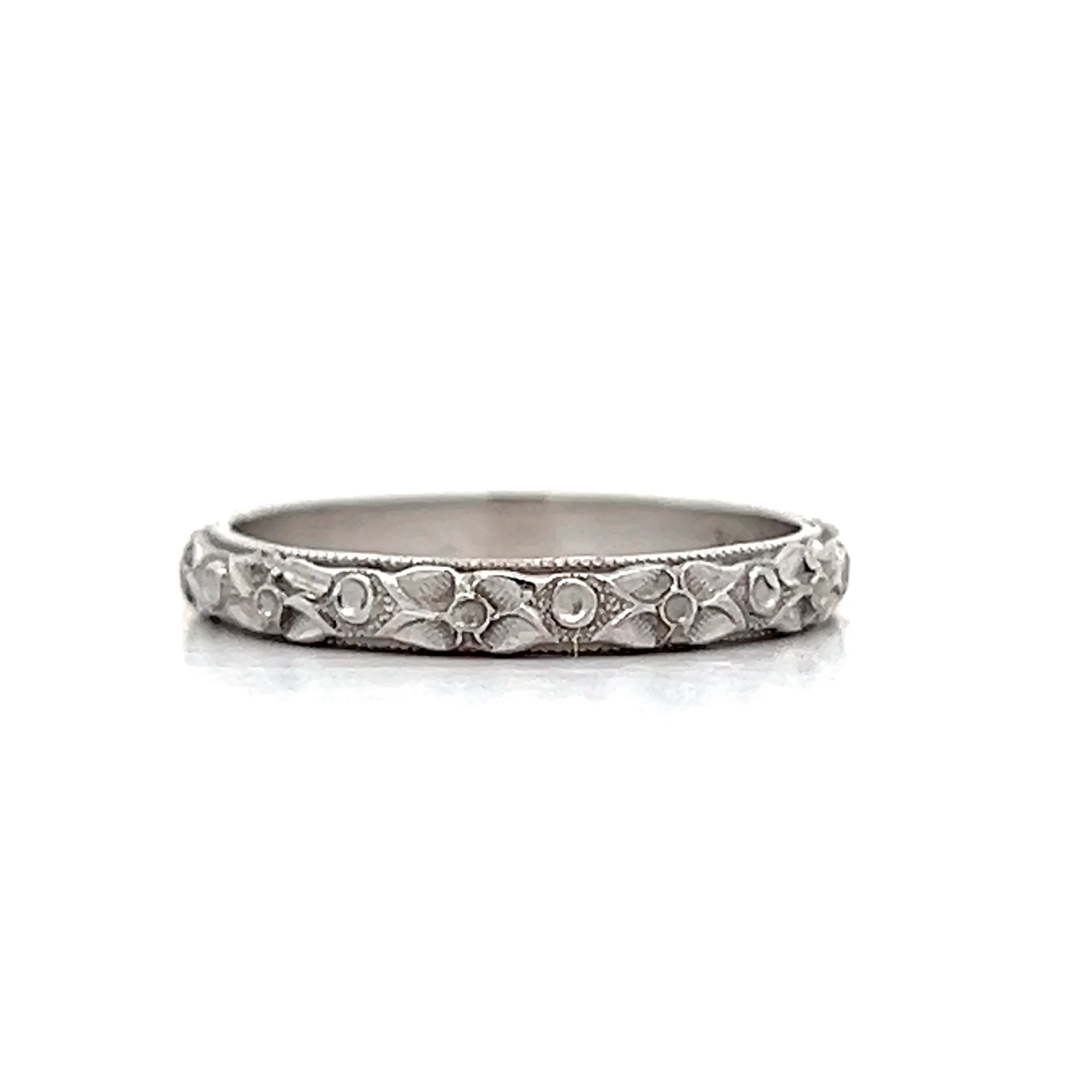 Antique Art Deco Orange Blossom Wedding Band Platinum - Image 3