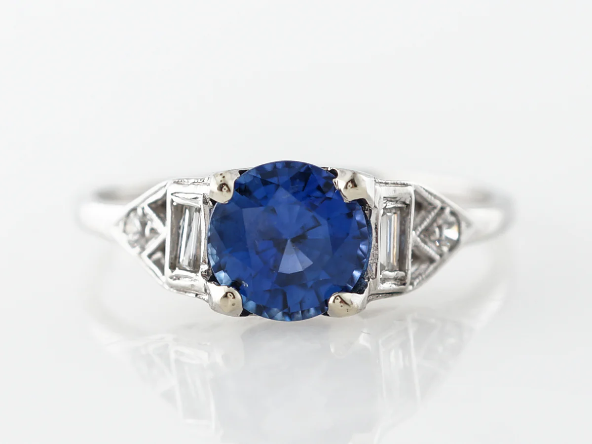 Antique Art Deco Sapphire Engagement Ring Platinum