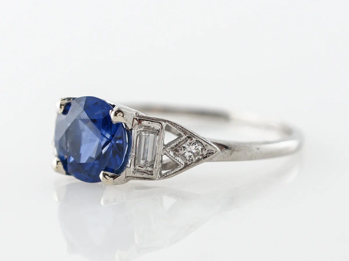 Antique Art Deco Sapphire Engagement Ring Platinum - Image 2