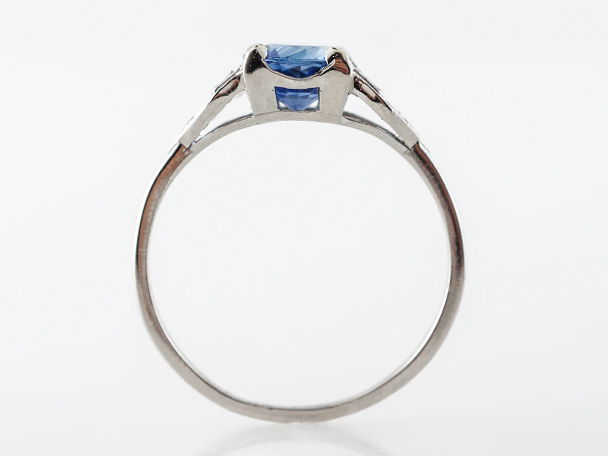 Antique Art Deco Sapphire Engagement Ring Platinum - Image 4