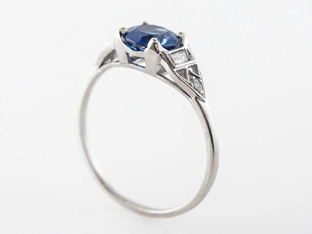 Antique Art Deco Sapphire Engagement Ring Platinum - Image 5