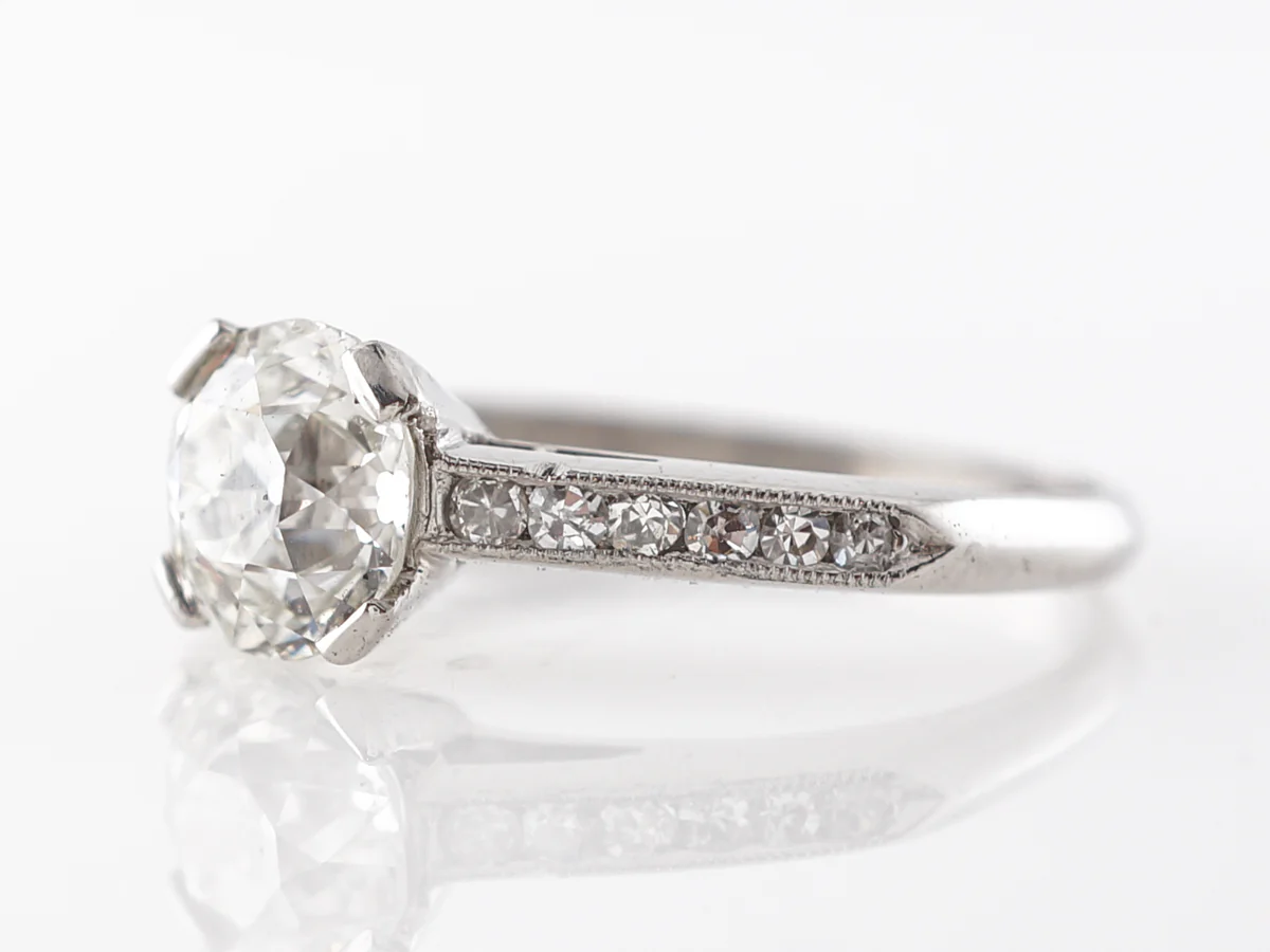 Antique Art Deco Solitaire Engagement Ring in Platinum - Image 2
