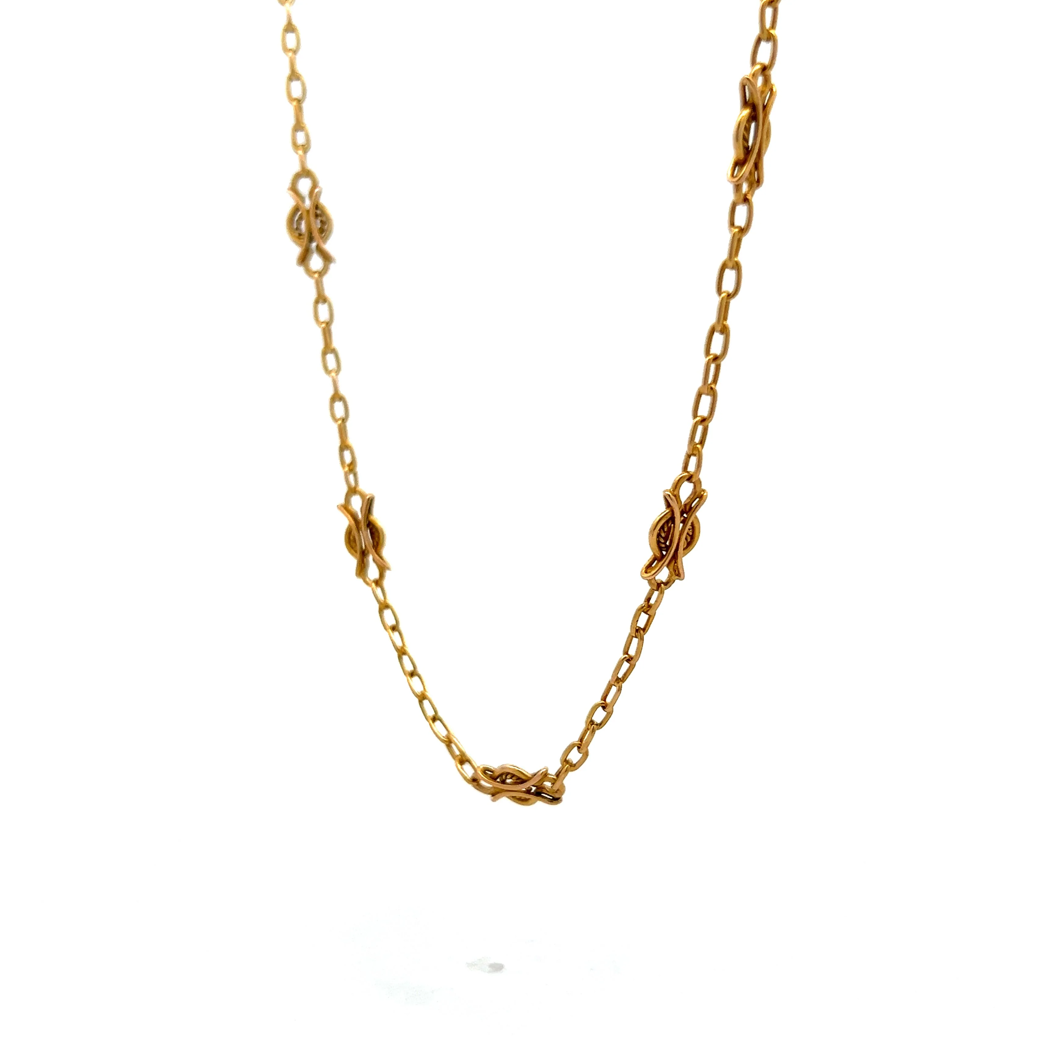 Antique Art Nouveau Chain Necklace in 18k Yellow Gold - Image 2