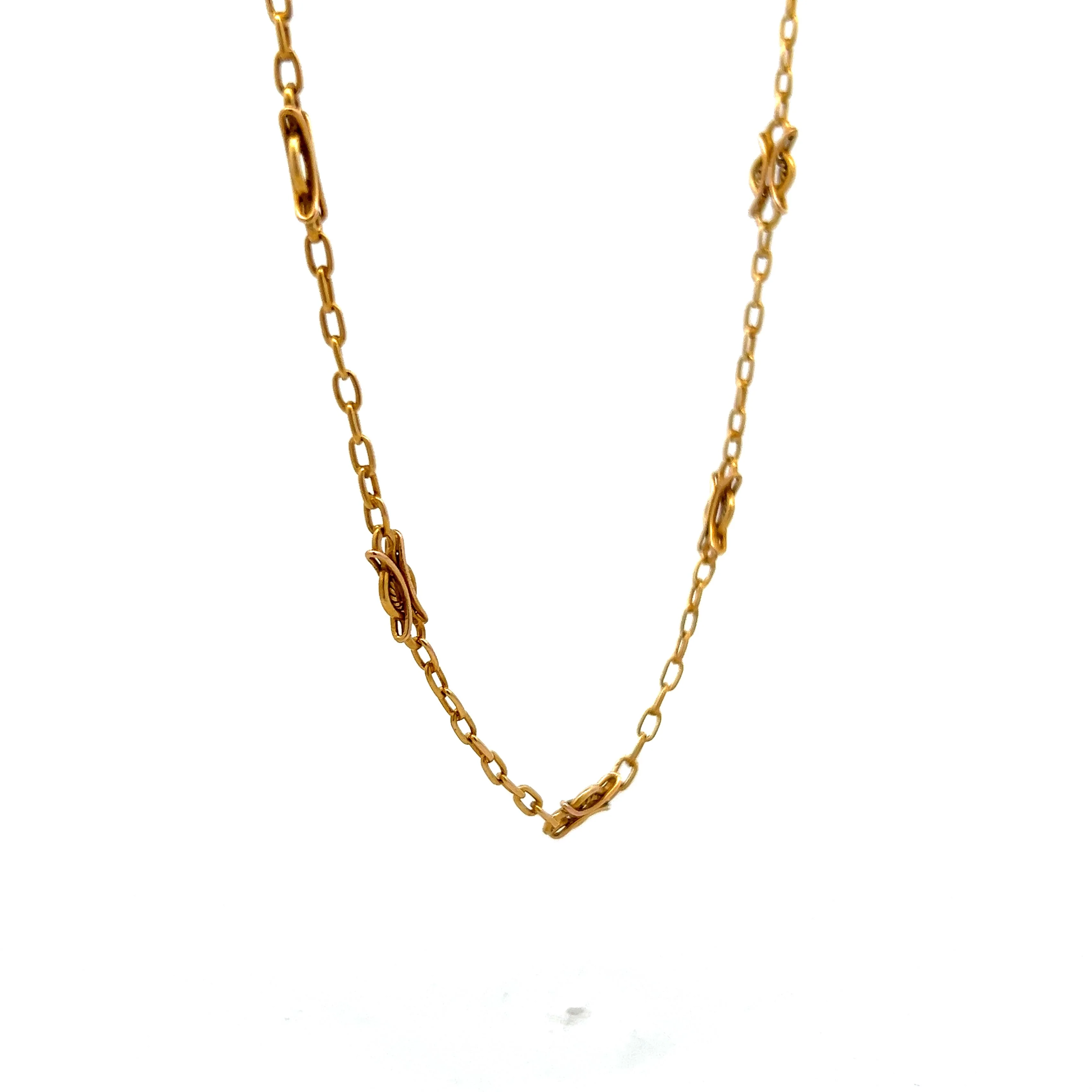 Antique Art Nouveau Chain Necklace in 18k Yellow Gold - Image 3
