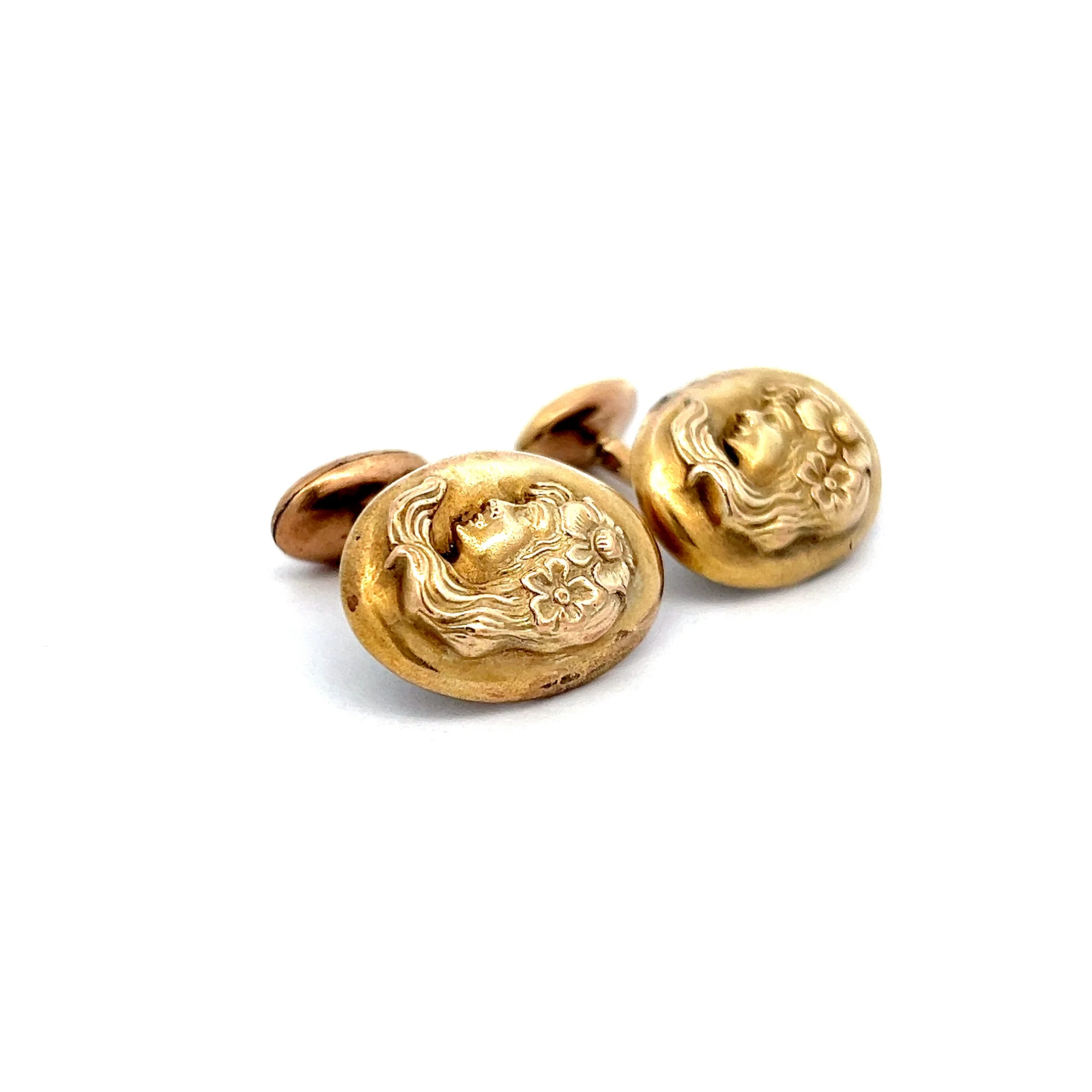 Antique Art Nouveau Cufflinks in 14k Yellow Gold - Image 3