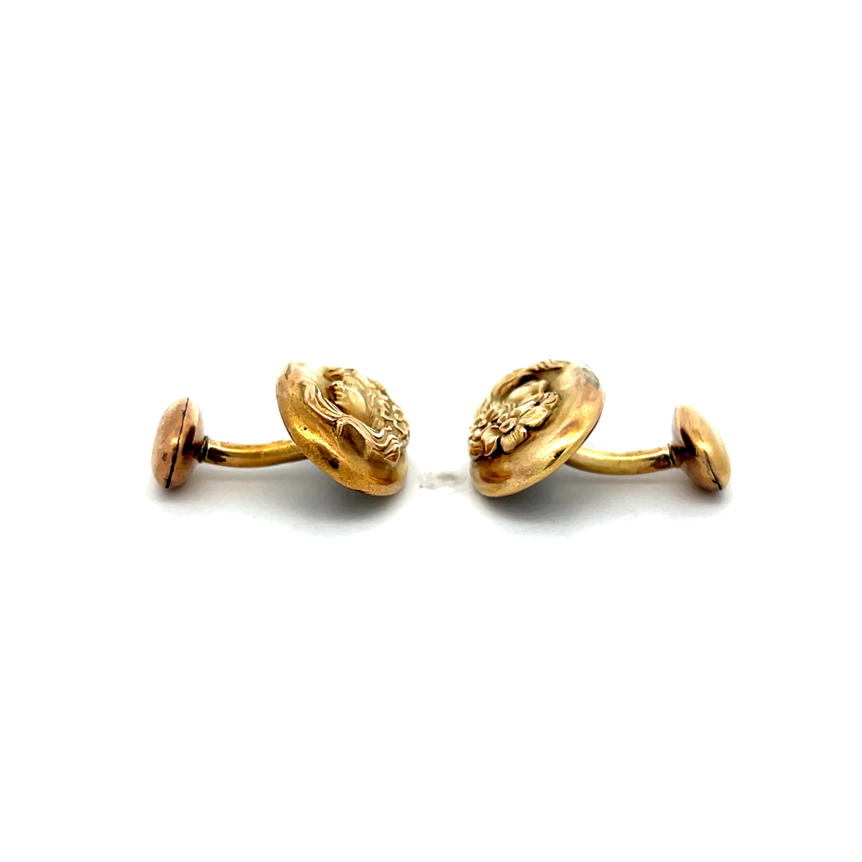 Antique Art Nouveau Cufflinks in 14k Yellow Gold - Image 4