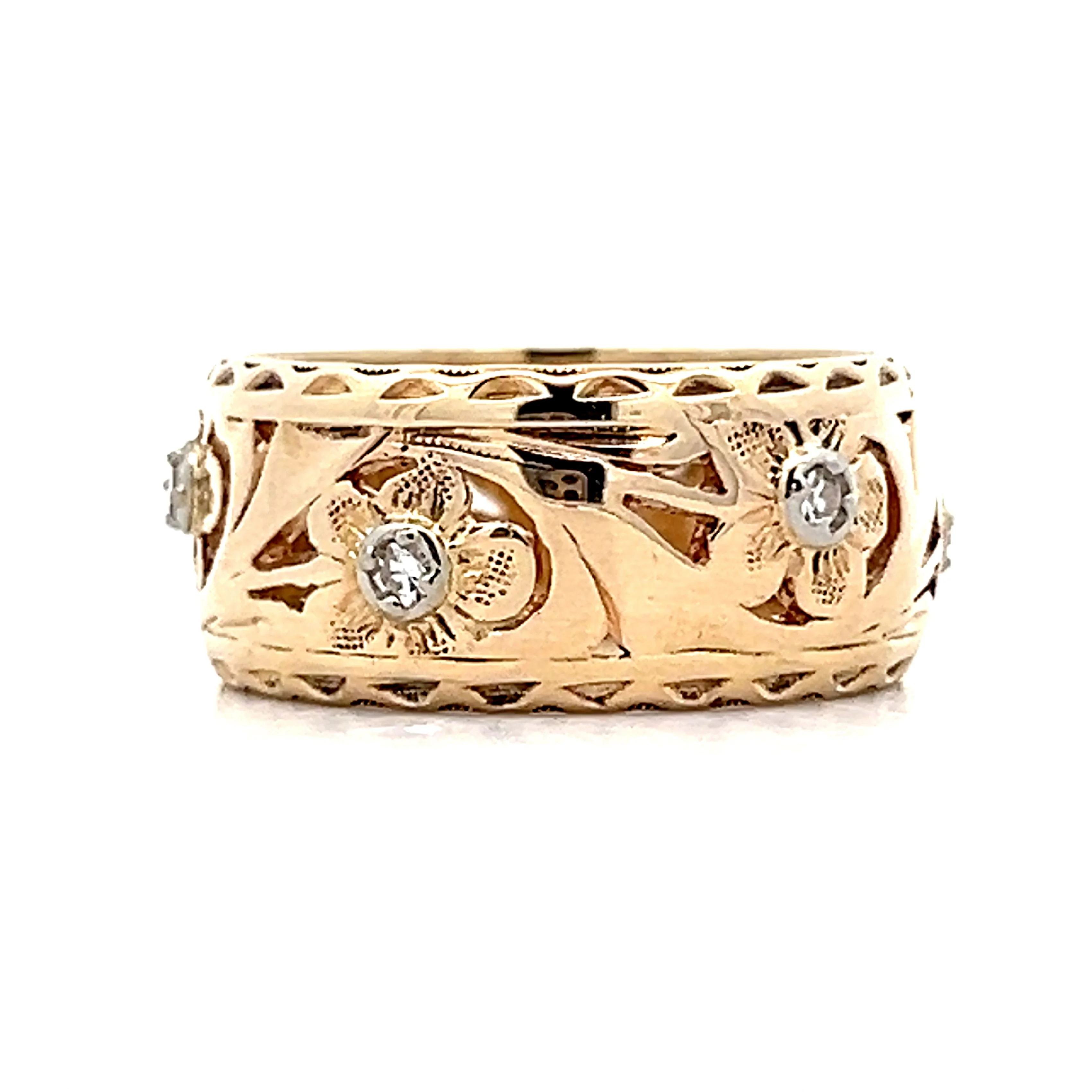 .12 Vintage Mid-Century Diamond Band in 14k Yellow Gold - Image 3