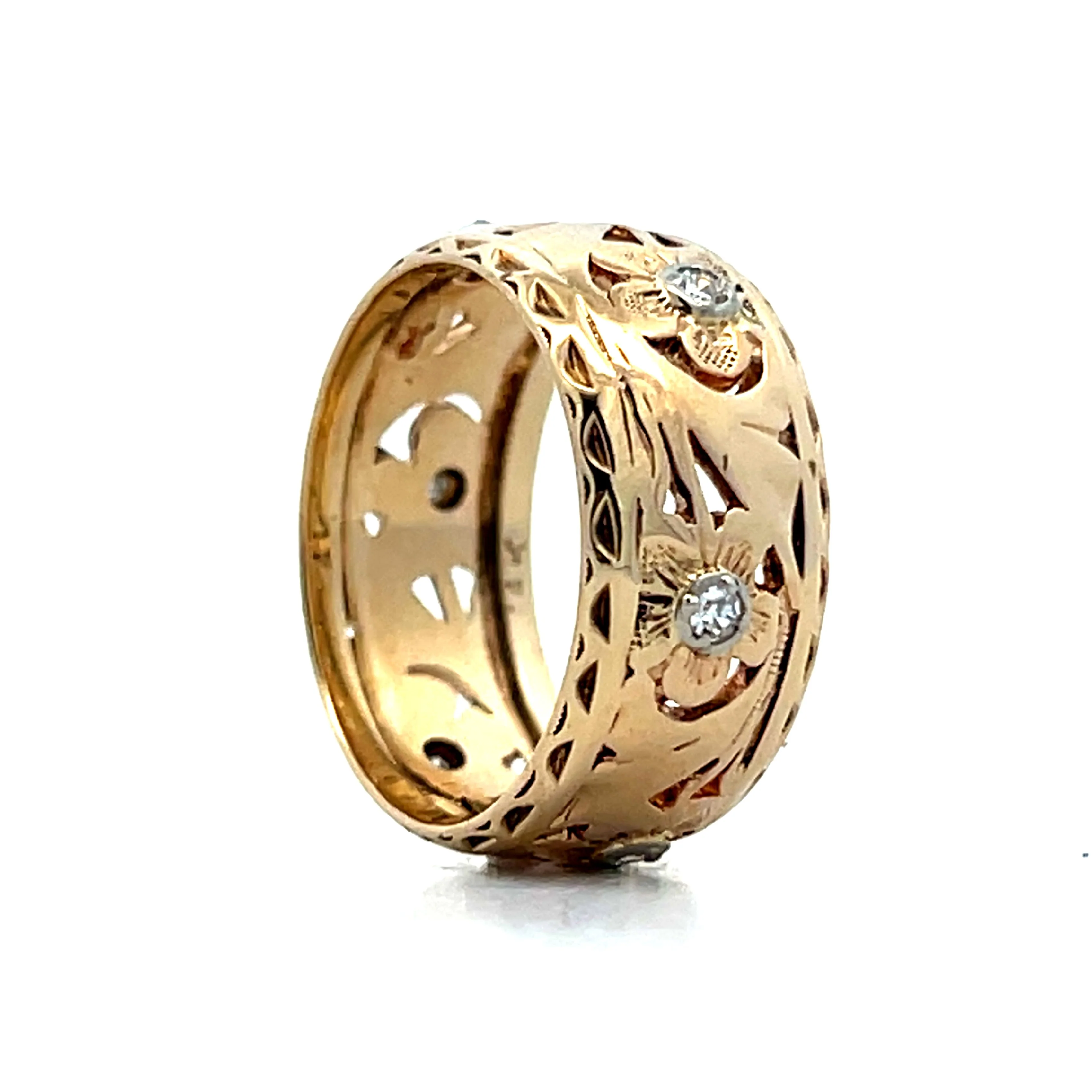 .12 Vintage Mid-Century Diamond Band in 14k Yellow Gold - Image 5