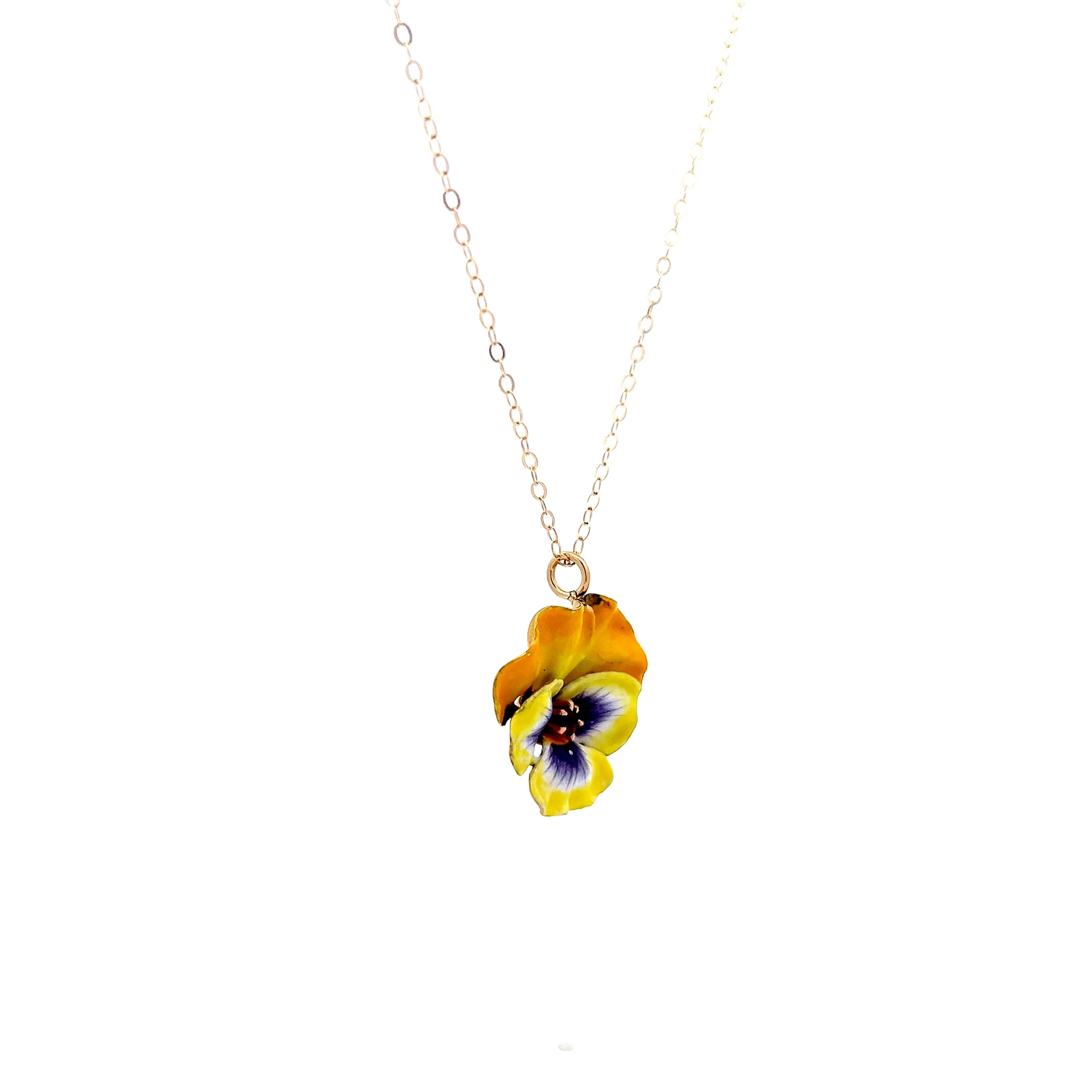Antique Art Nouveau Pansy Necklace in 14k - Image 3