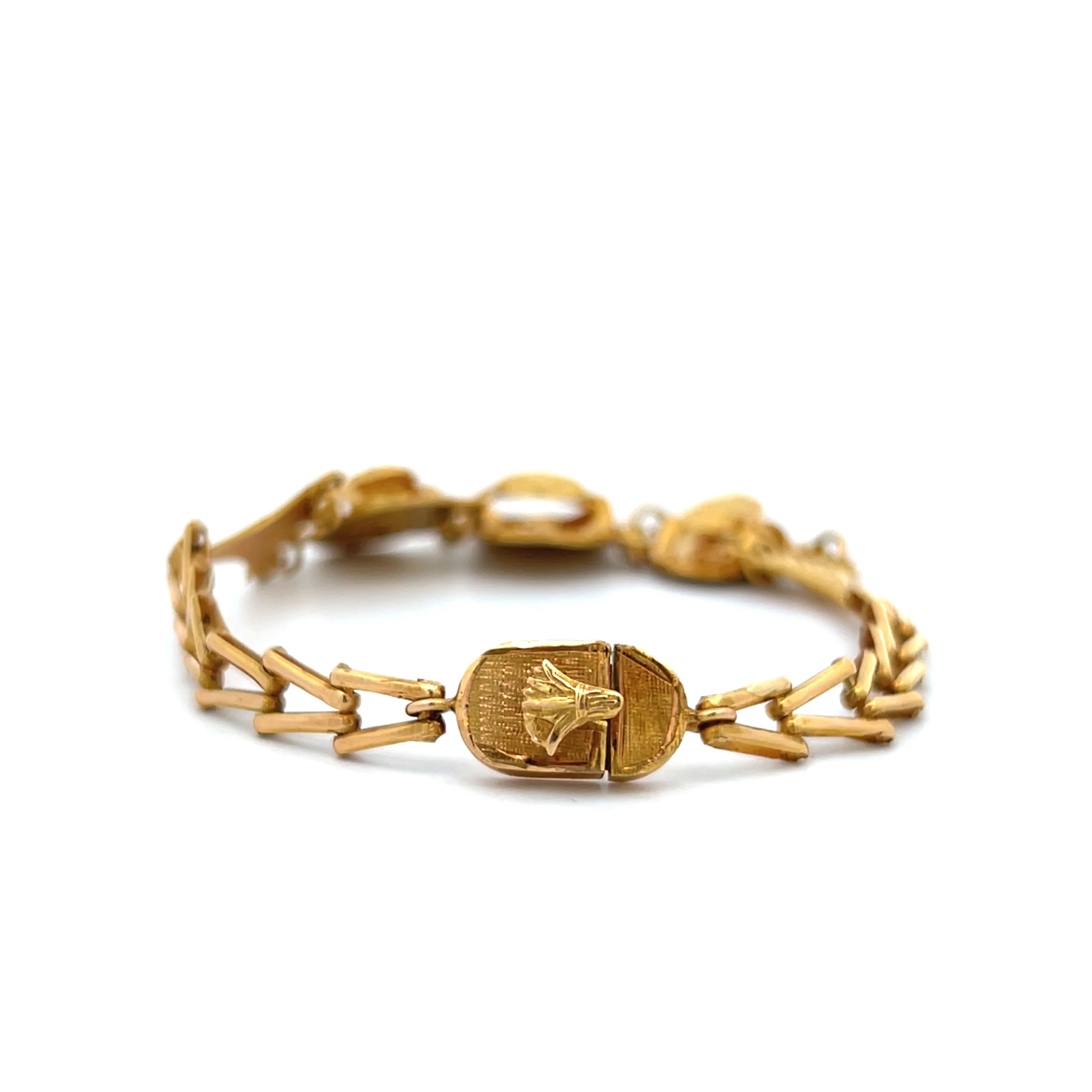 Antique Art Nouveau Scarab Beetle Bracelet in 18k - Image 4