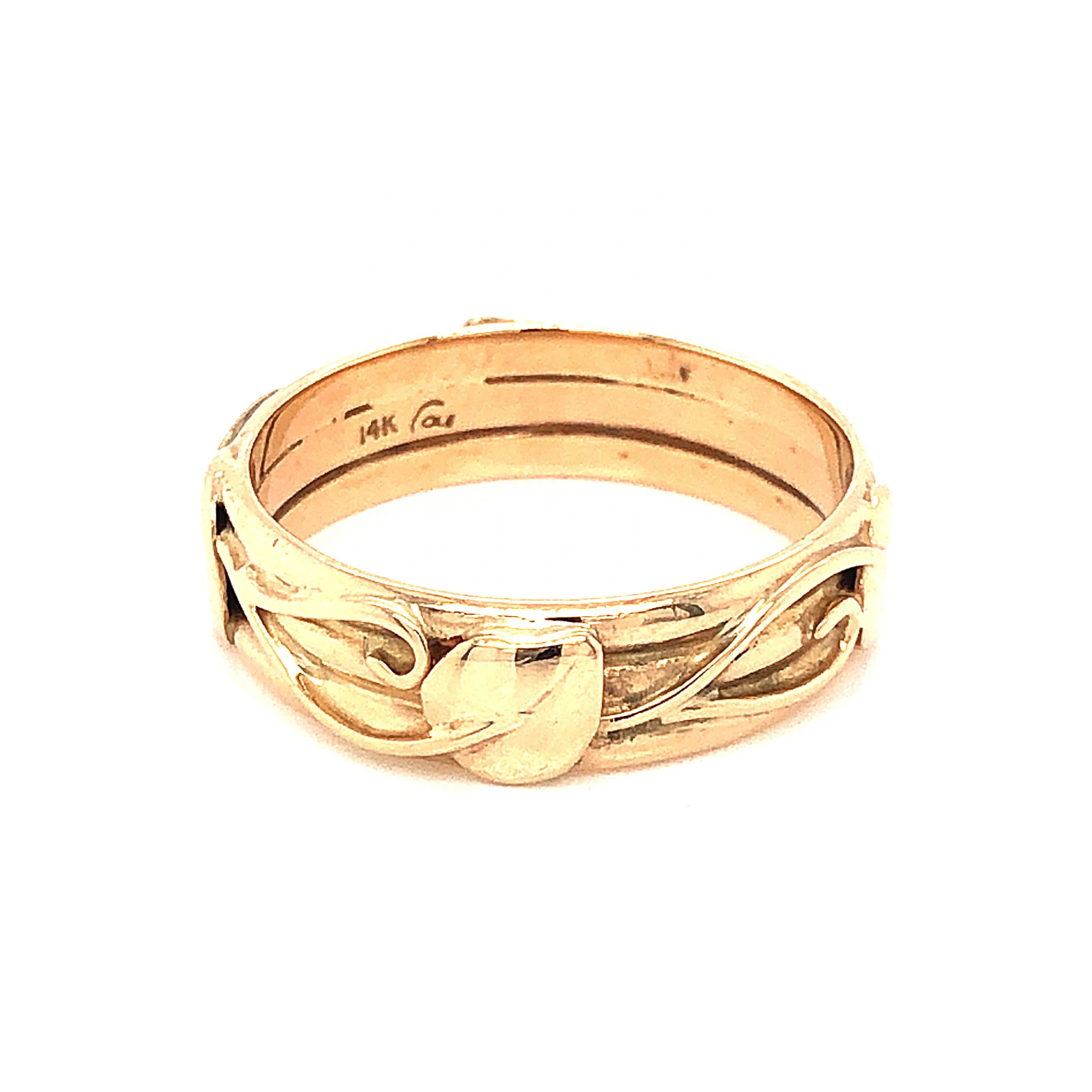 Antique Art Nouveau Wedding Band in 14k Yellow Gold - Image 2