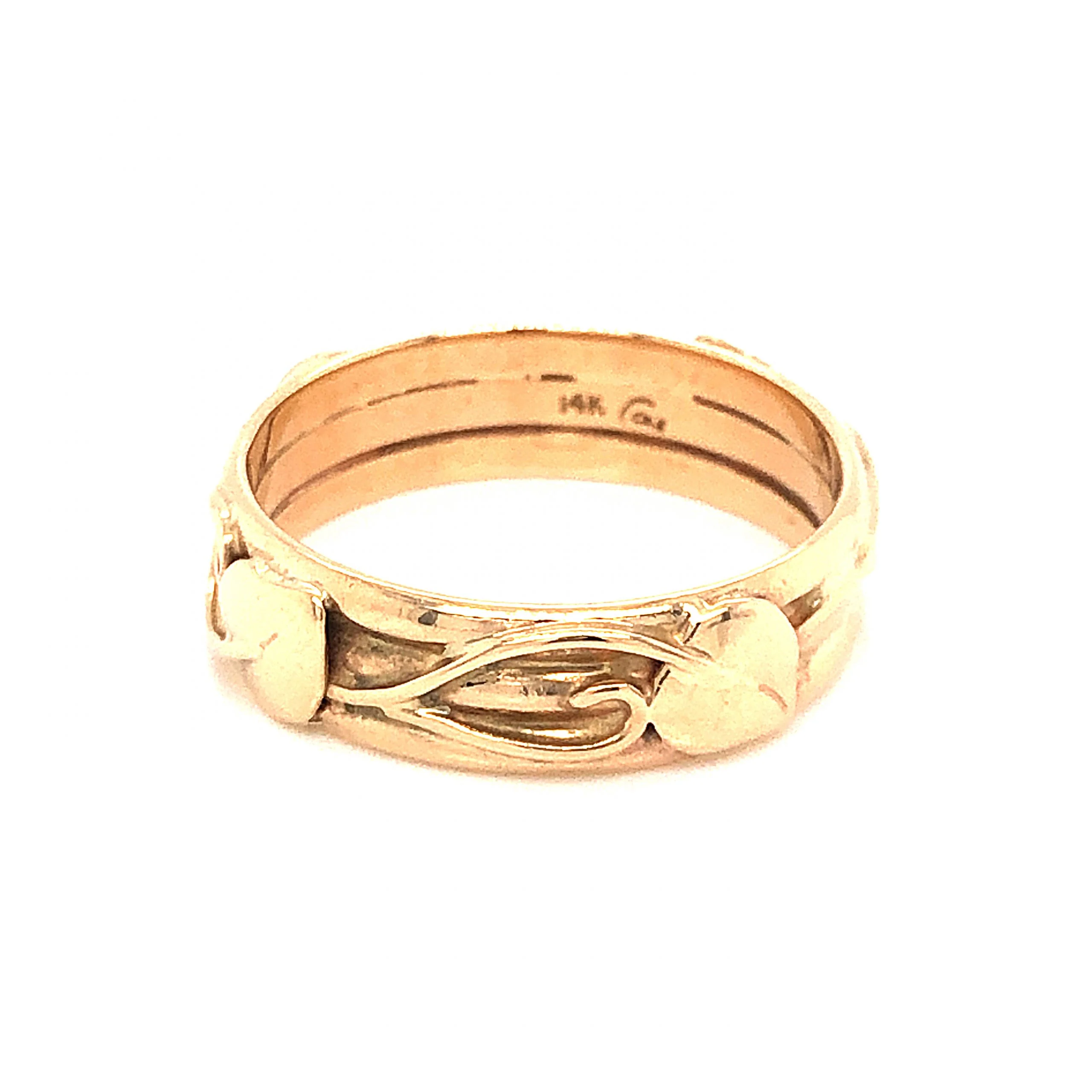 Antique Art Nouveau Wedding Band in 14k Yellow Gold - Image 3