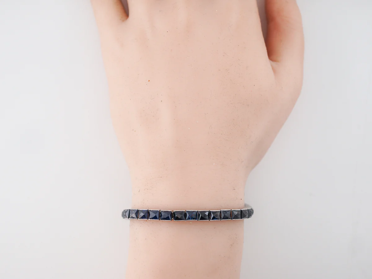 ***RTV 10/24*** Antique Bracelet Art Deco 17.02 Rectangle Step Cut Sapphires in Platinum - Image 4