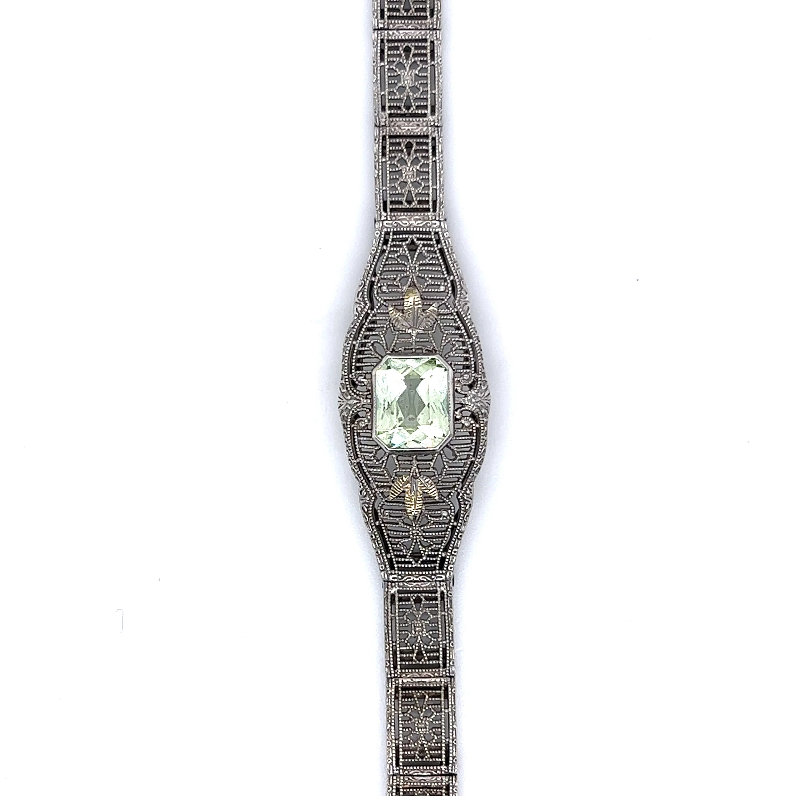 Antique Bracelet Art Deco 2.09 Carat Zircon in 10K White Gold - Image 4