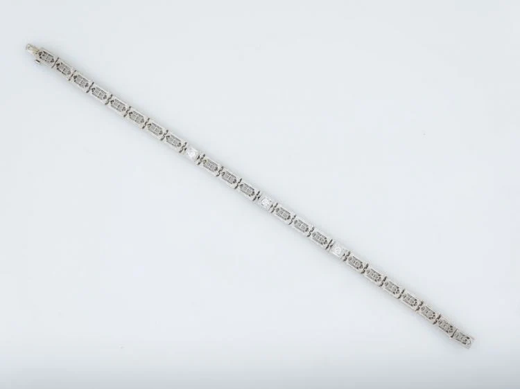 Antique Bracelet Art Deco .27 Old European Cut Diamonds in Platinum & 18k White Gold - Image 2