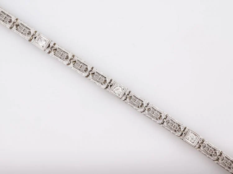 Antique Bracelet Art Deco .27 Old European Cut Diamonds in Platinum & 18k White Gold - Image 3