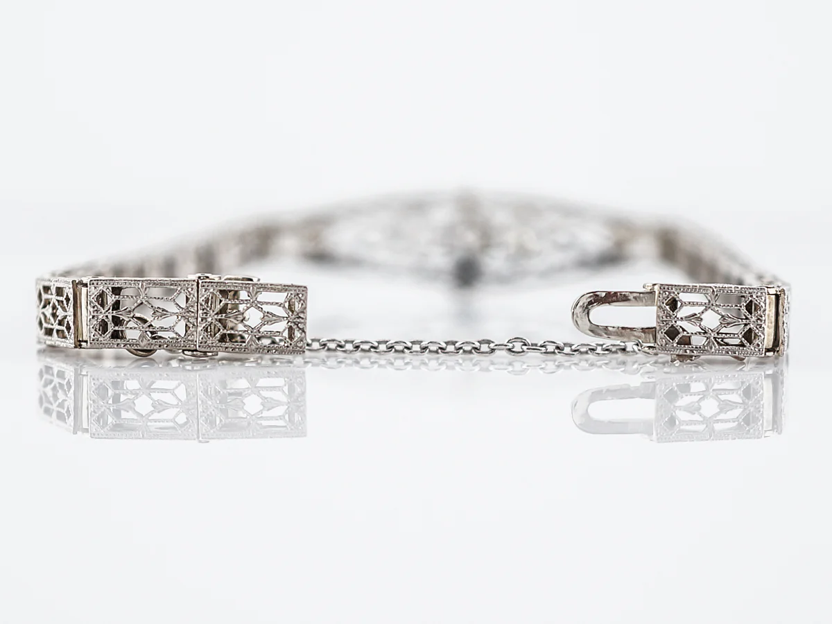 Antique Bracelet Art Deco .42 Old European Cut Diamonds in 14k White Gold - Image 2