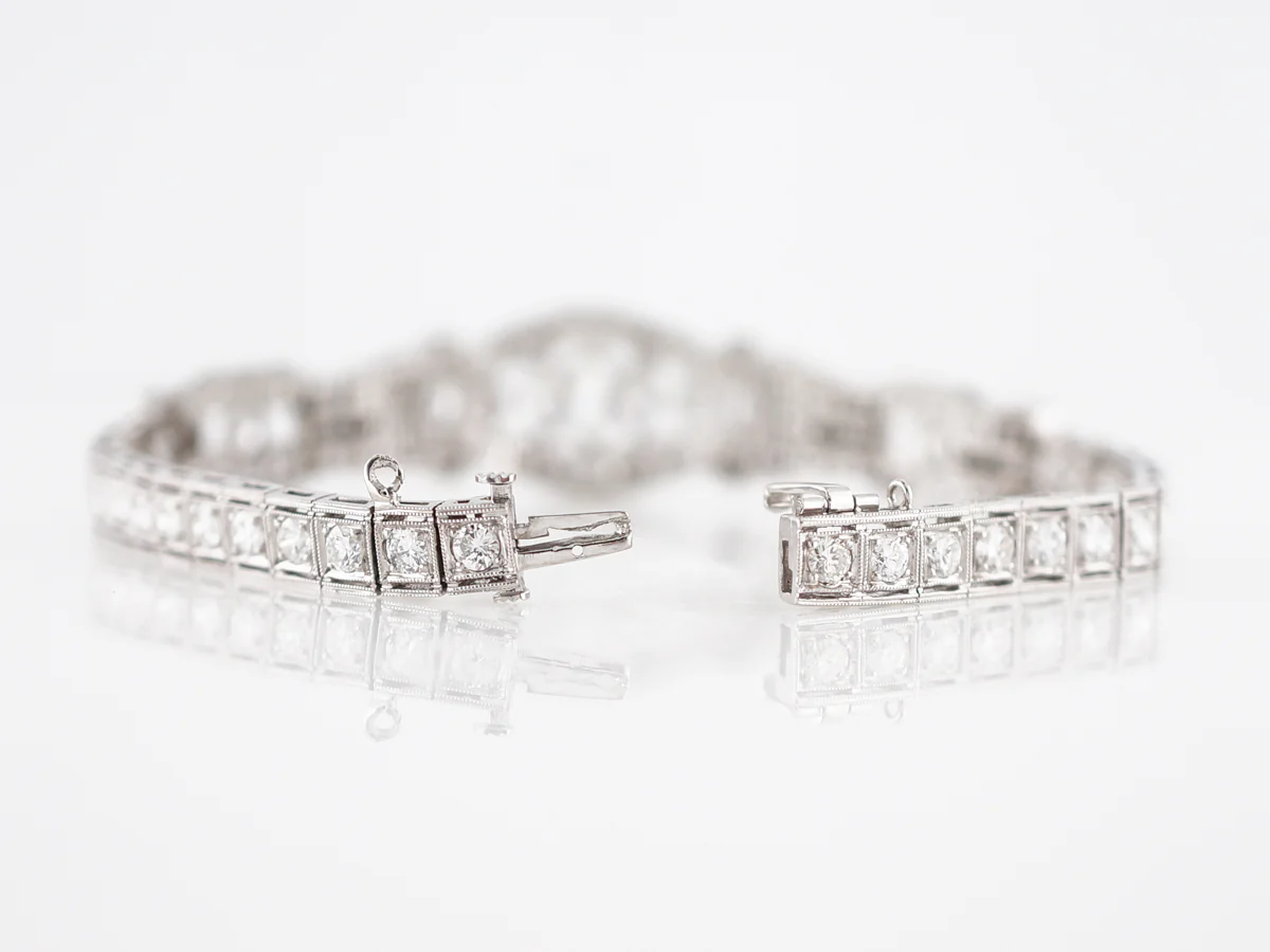 Antique Bracelet Art Deco 6.65 Marquise Cut & Round Brilliant Cut Diamonds in Platinum - Image 3