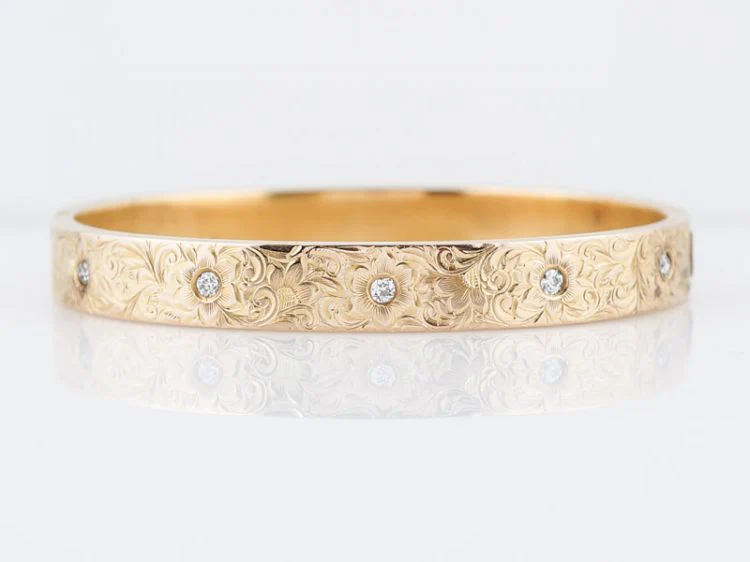 Antique Bracelet Victorian .25 Old European Cut Diamonds in 14k Yellow Gold