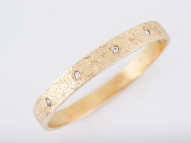 Antique Bracelet Victorian .25 Old European Cut Diamonds in 14k Yellow Gold - Image 2