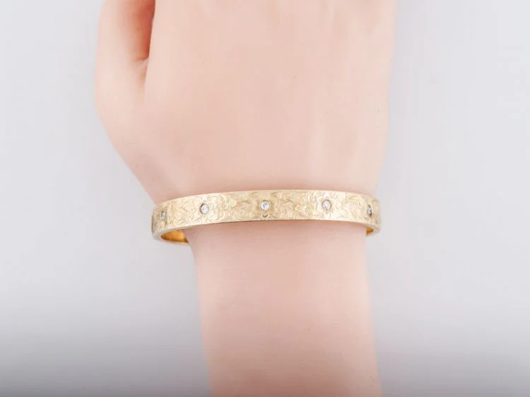 Antique Bracelet Victorian .25 Old European Cut Diamonds in 14k Yellow Gold - Image 4
