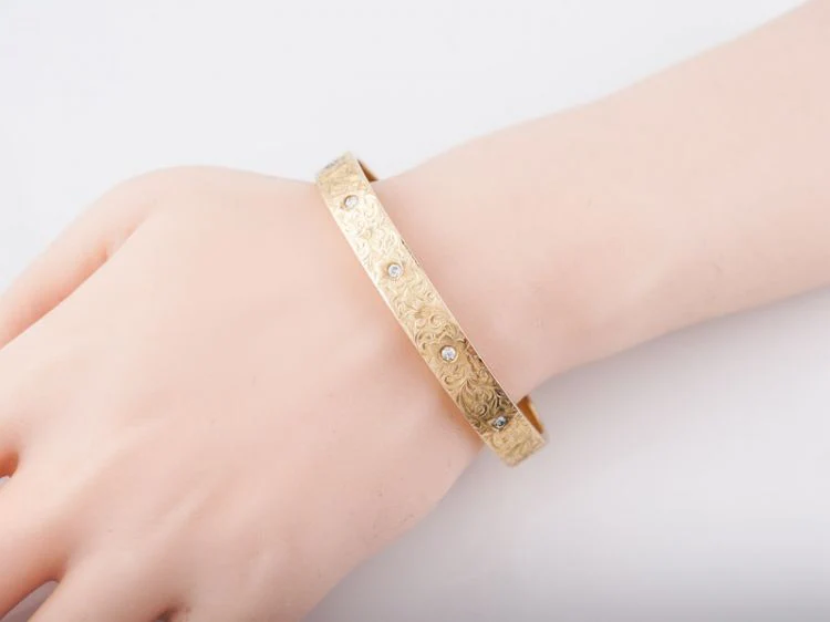Antique Bracelet Victorian .25 Old European Cut Diamonds in 14k Yellow Gold - Image 5