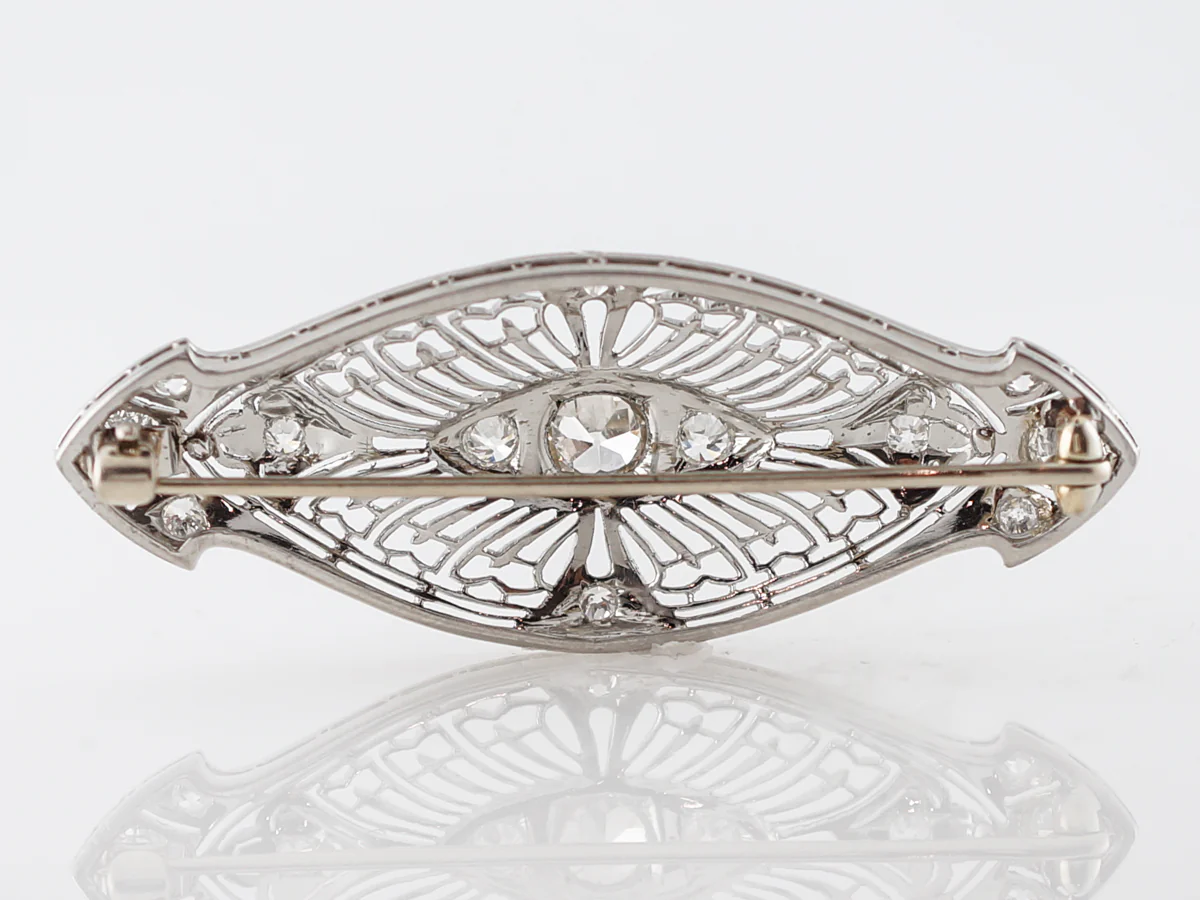 **RTV 1/9/19**Antique Brooch Art Deco 1.54 Old European & Mine Cut Diamonds in Platinum - Image 5