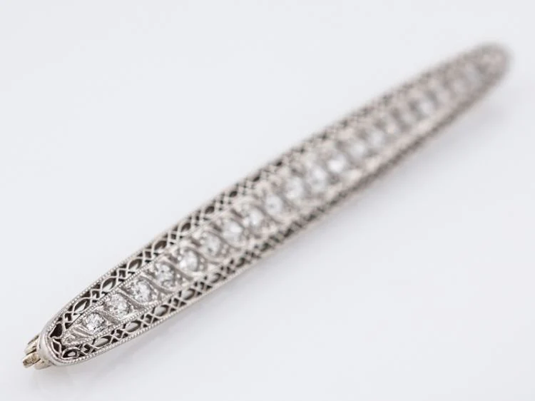 Antique Brooch Art Deco 1.68 Old European Cut Diamonds in Platinum - Image 2